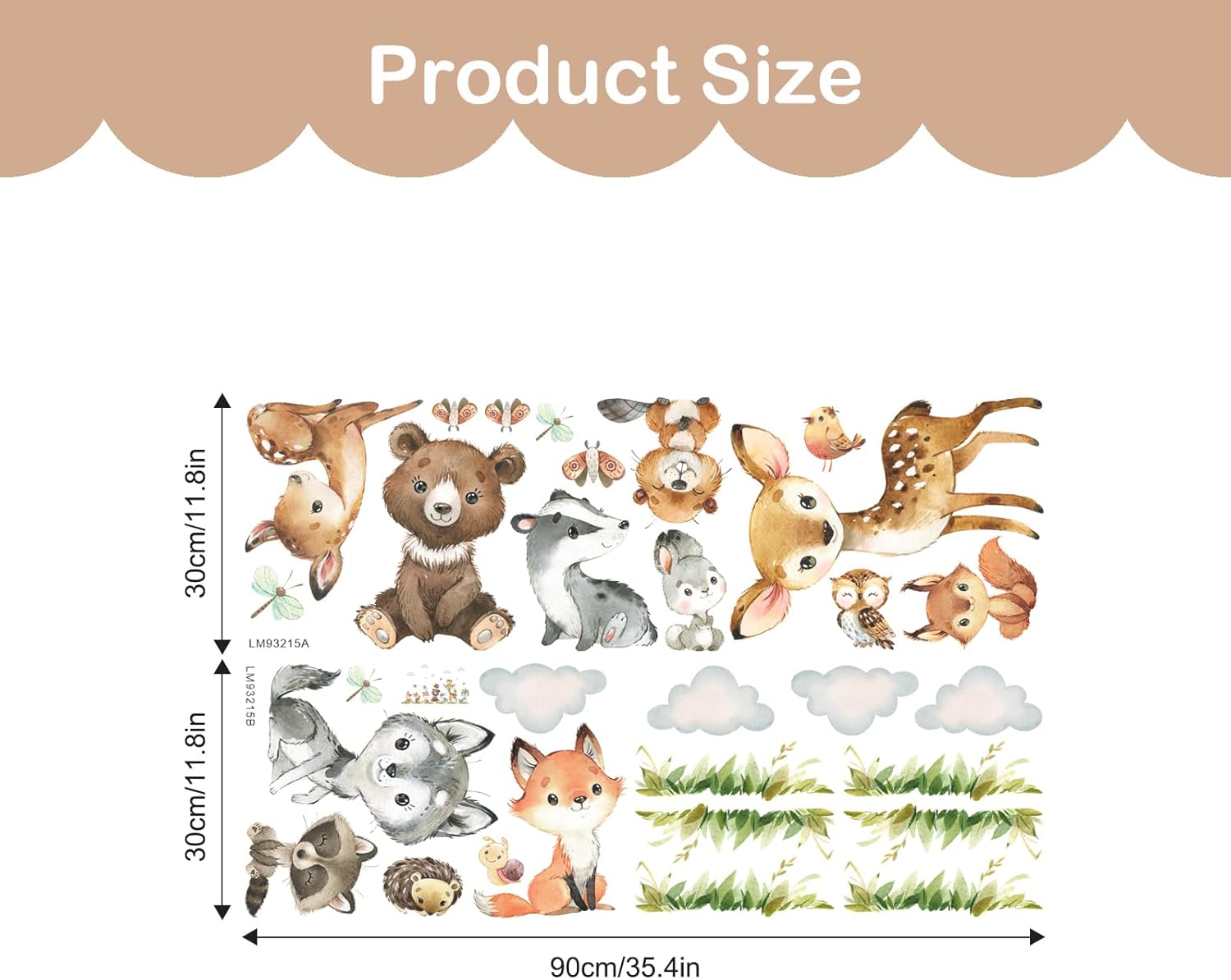 Tanlaby Jungle Animals Wall Stickers for Kids Room Decor