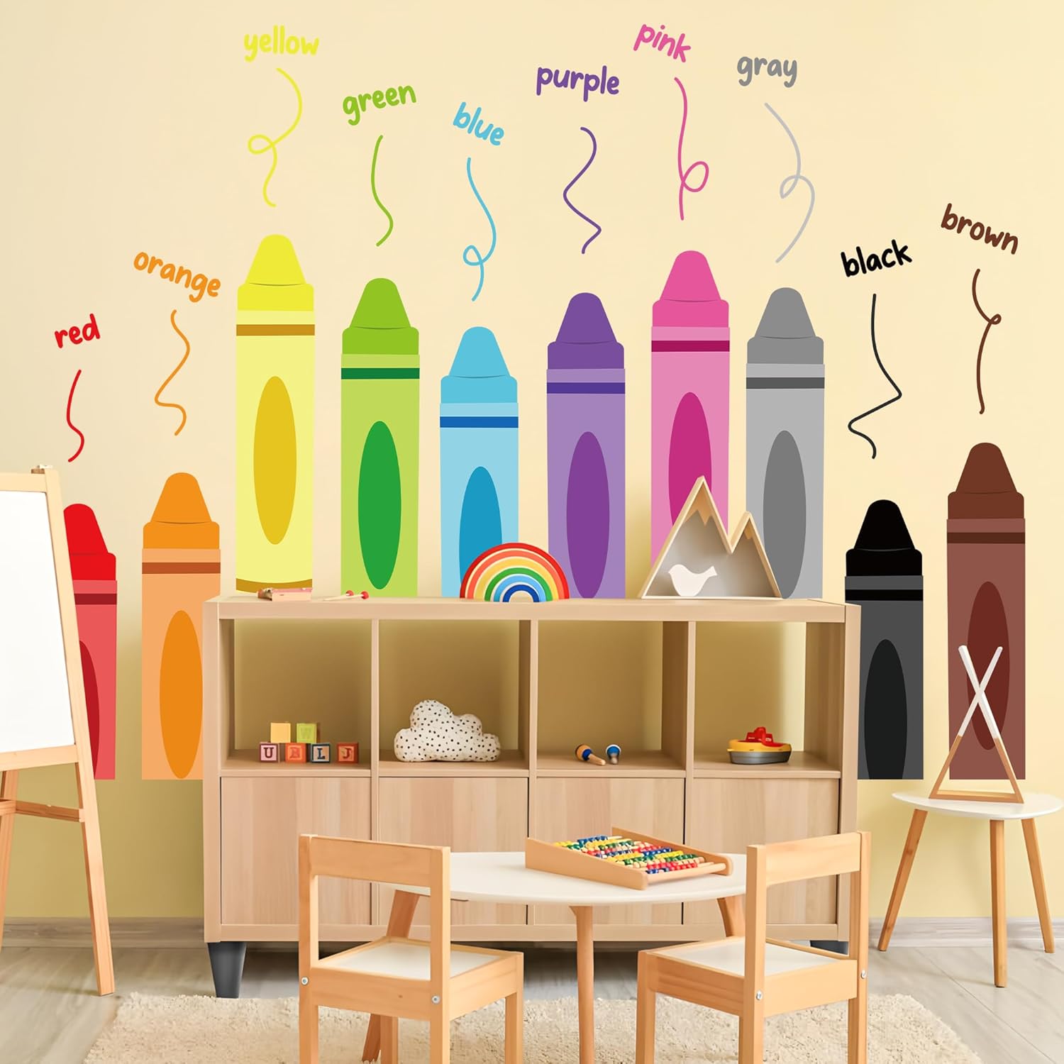 Colorful Crayon Wall Decals Peel and Stick Educational Decor