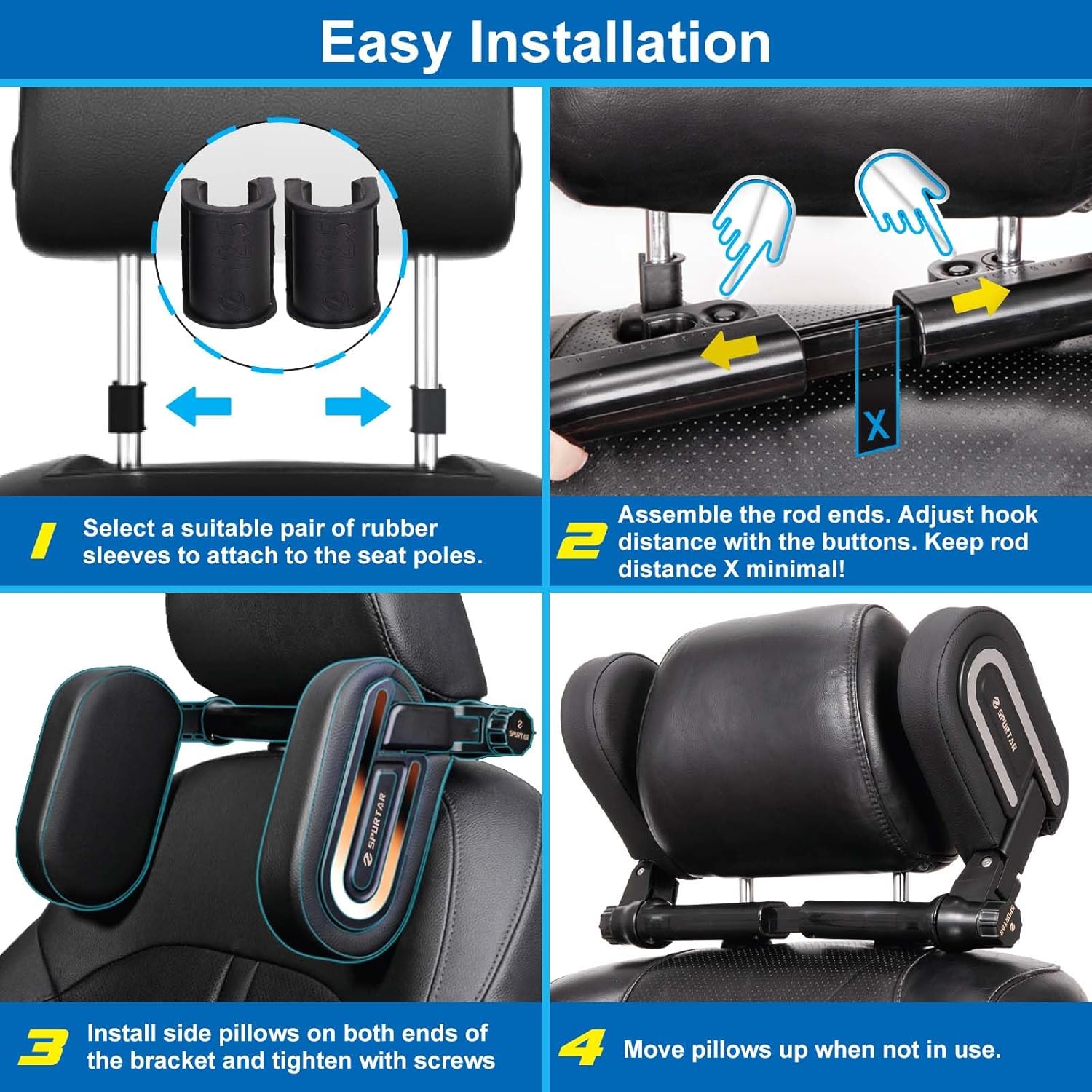 Spurtar Car Headrest Pillow for Kids with Adjustable Support