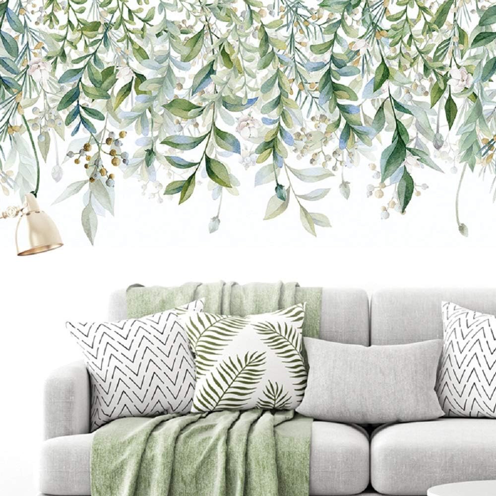 Amazon 3D Hanging Green Leaves Wall Decor Stickers