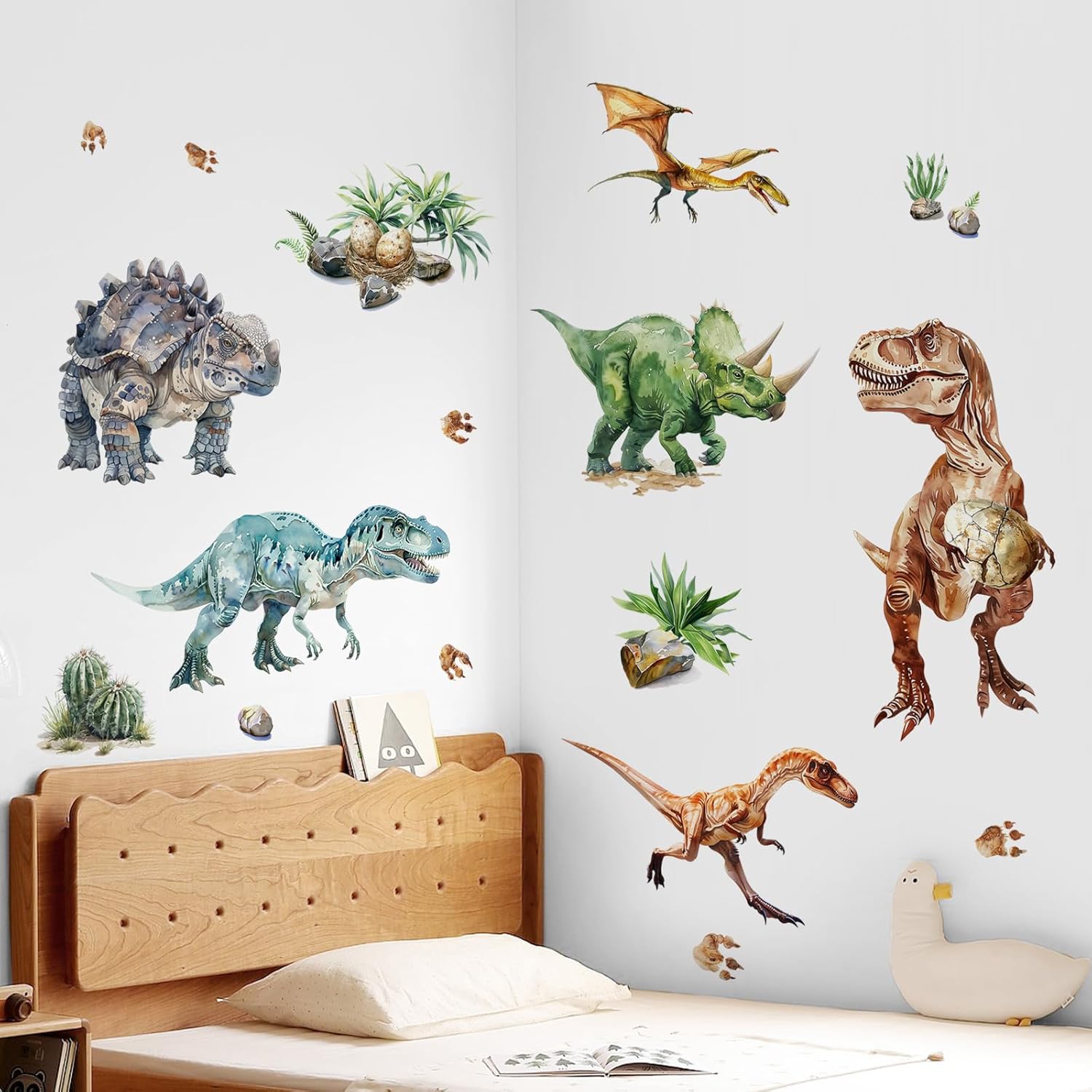 Supzone Dinosaur Wall Decals Large Volcano Stickers for Kids Room