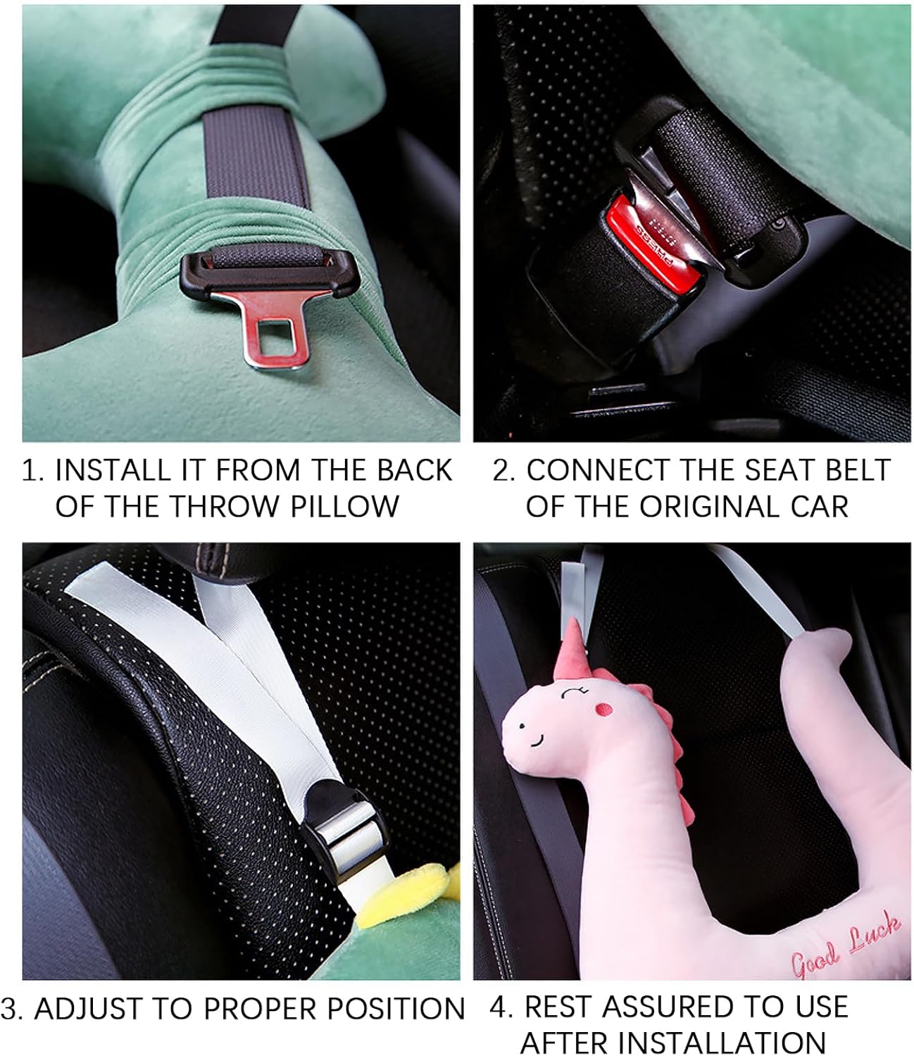 Dino Kids Car Sleeping Pillow H-Shape Head Support for Travel