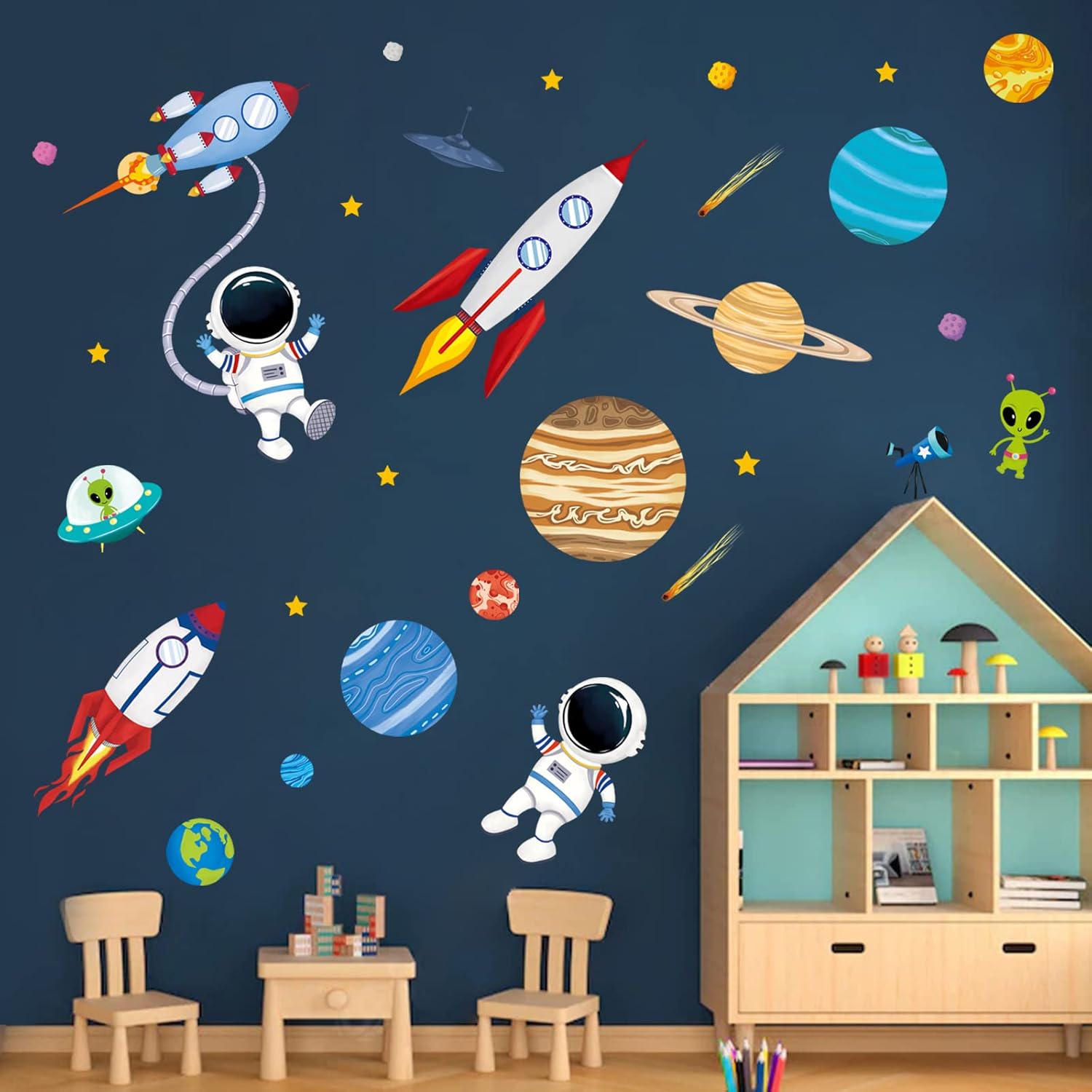Decalmile Outer Space Wall Decals for Baby Nursery