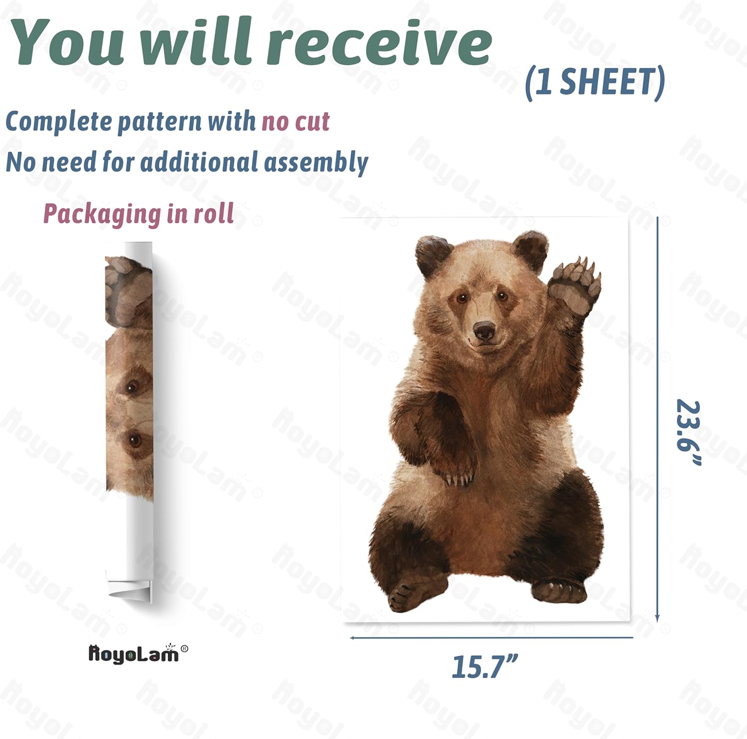 Hello Bear Wall Decal for Baby Nursery Room Decor