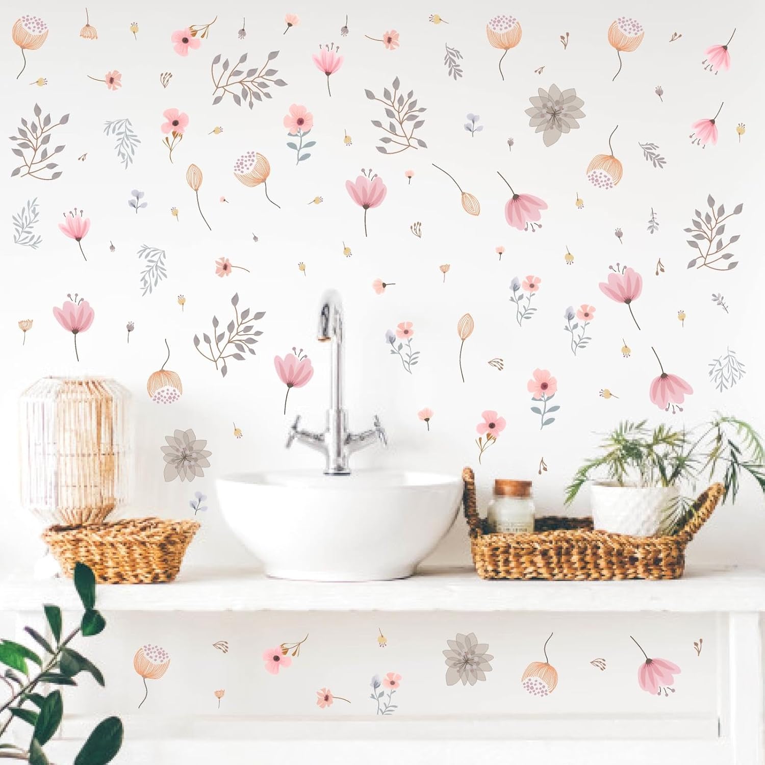 Kazova Boho Flower Wall Decals Peel and Stick