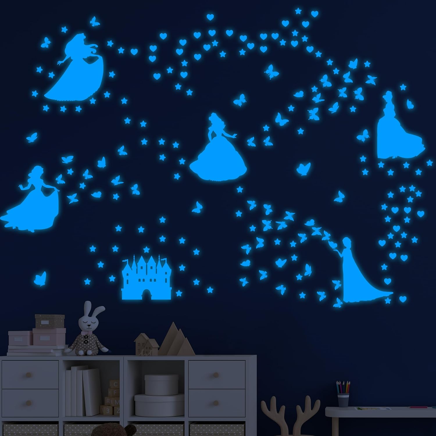 Glow in The Dark Princess Castle Wall Sticker Set