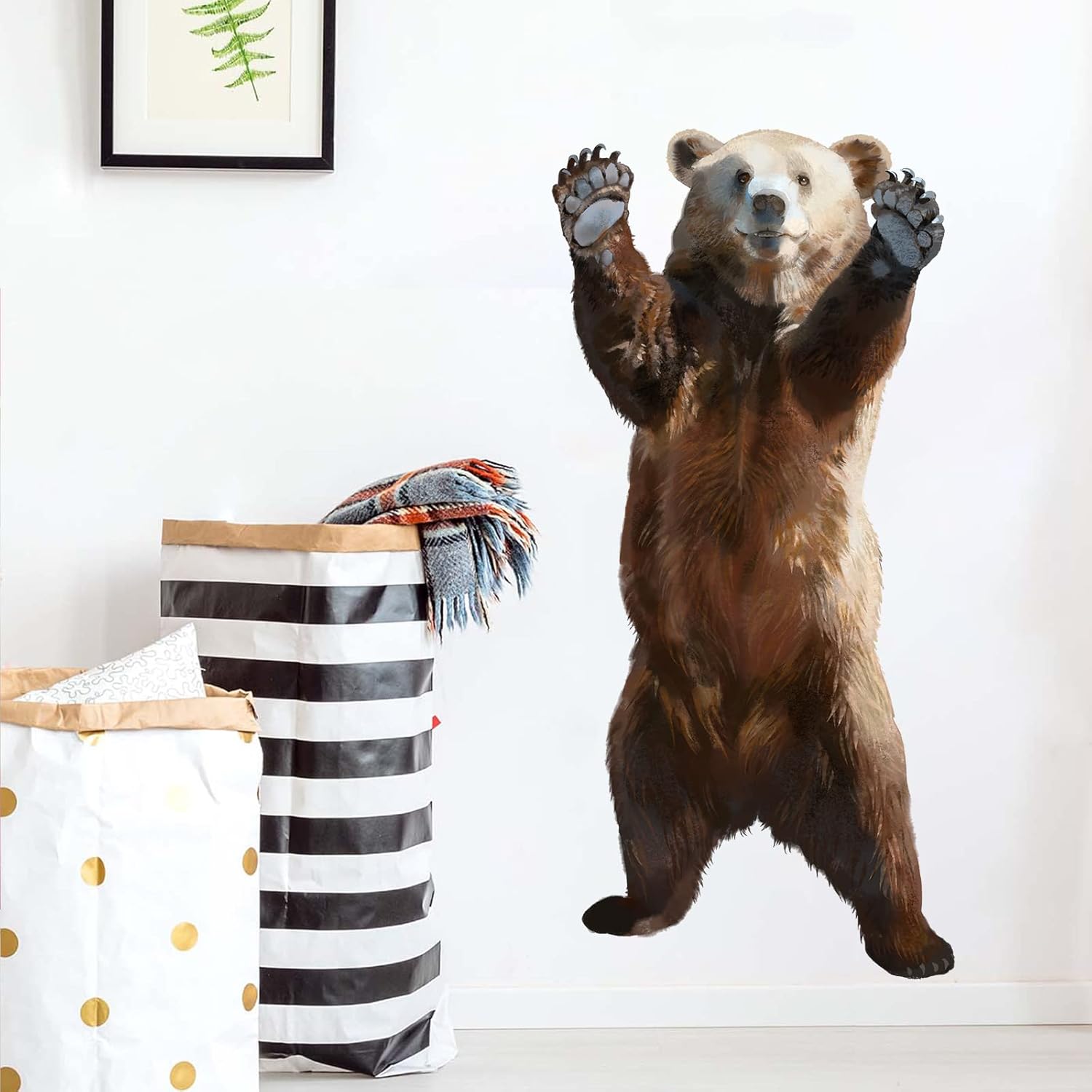 Standing Brown Bear Wall Decal for Kids Baby Room Decor