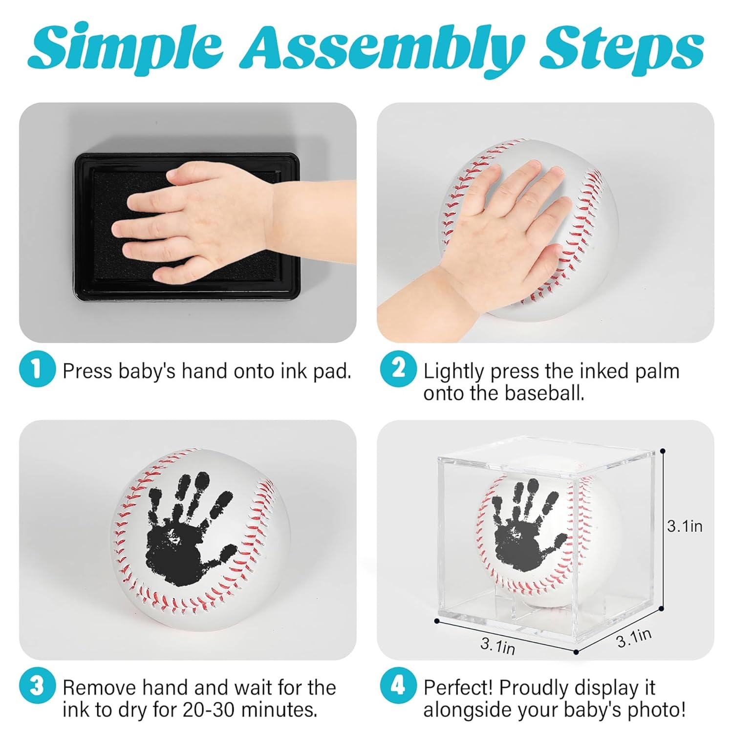 Baby Baseball Handprint Kit with Display Case