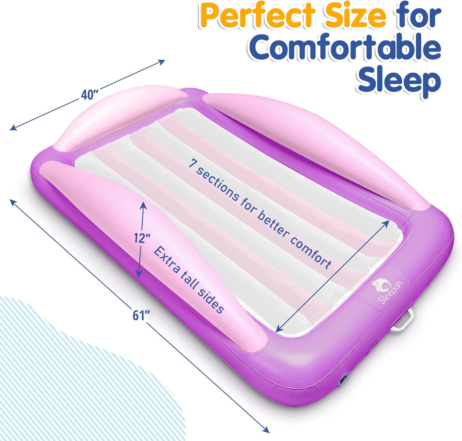 Sleepah Inflatable Toddler Travel Bed Set Purple