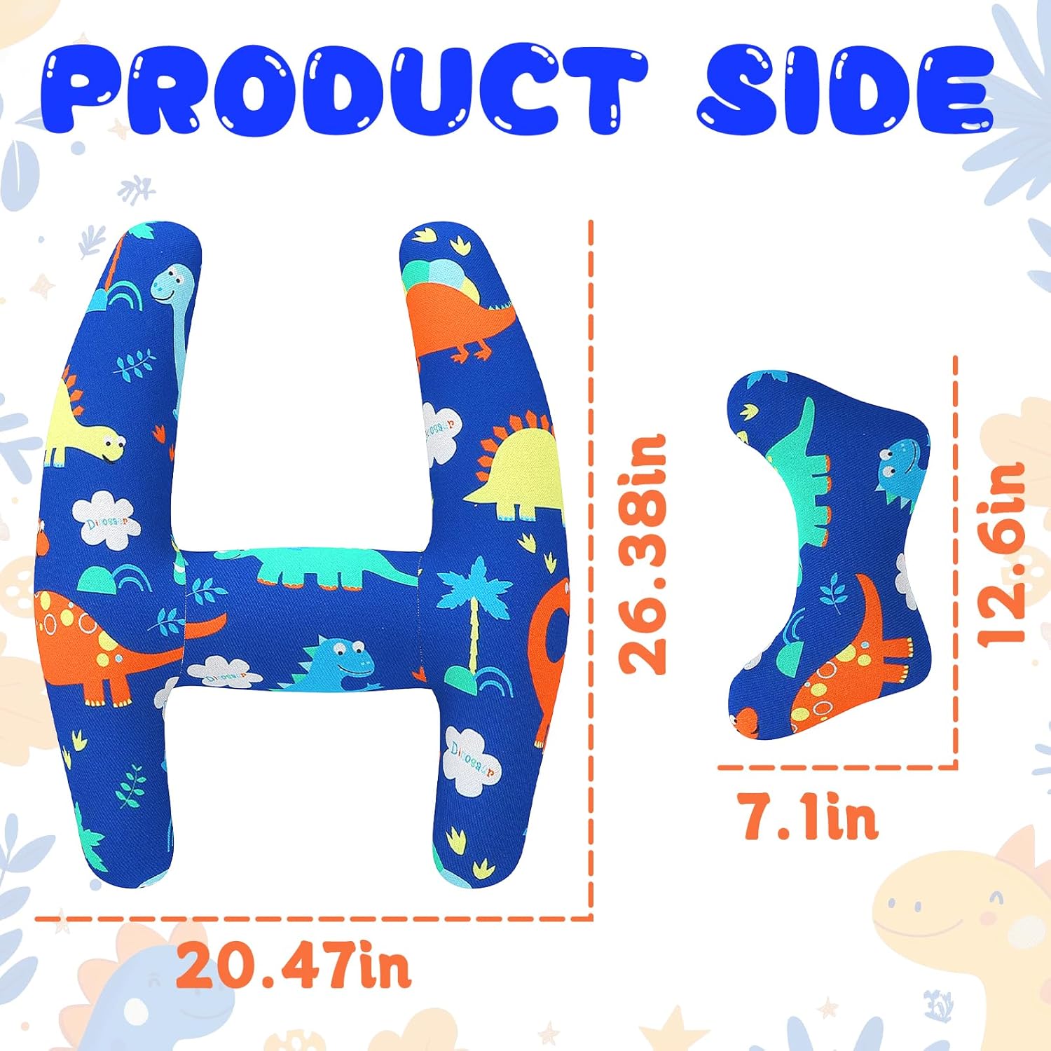 Viscogrip H-Shape Car Pillow for Kids Blue Dinosaur
