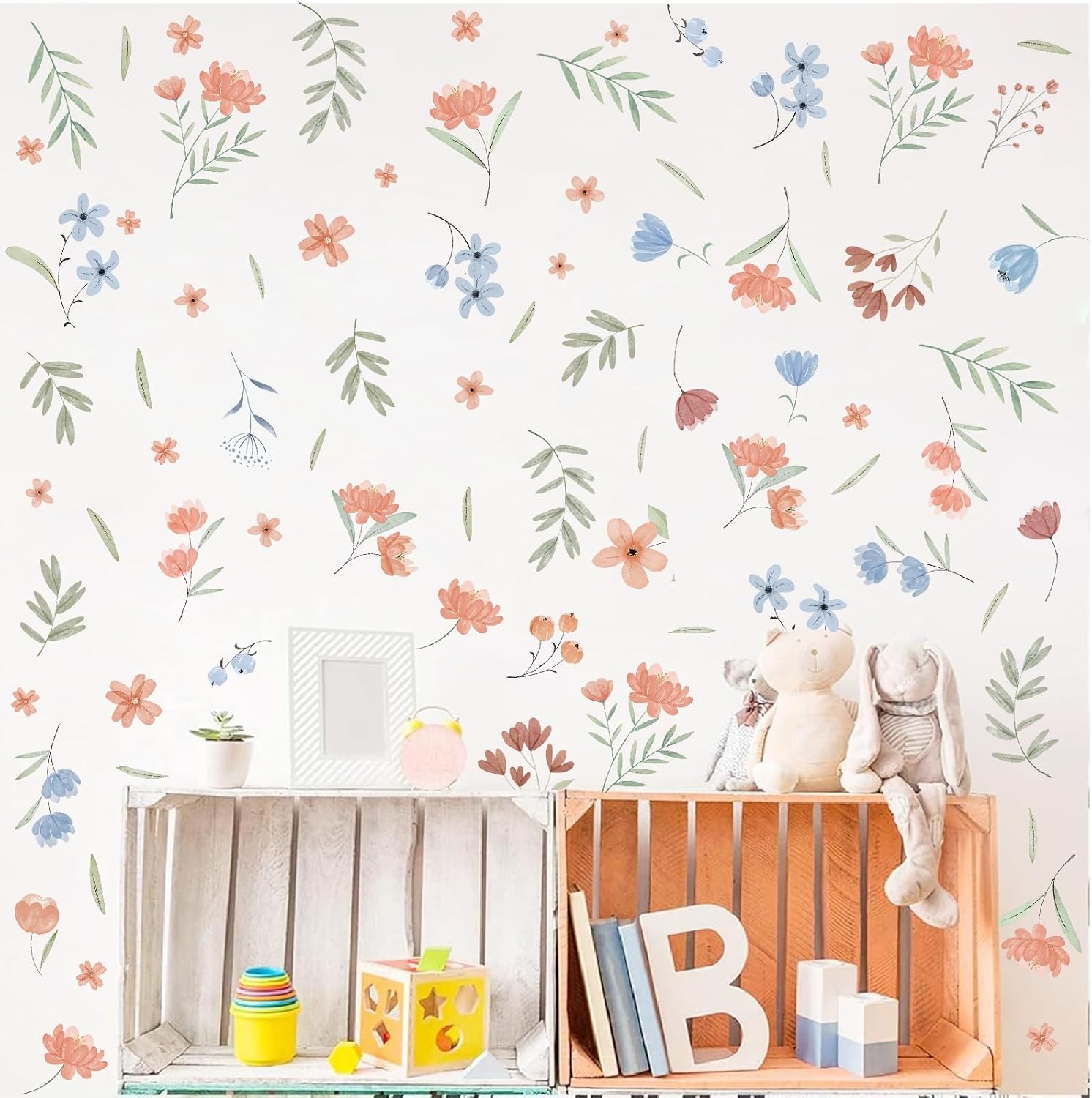 Lamkidle Boho Floral Wall Decals for Kids Room Decor