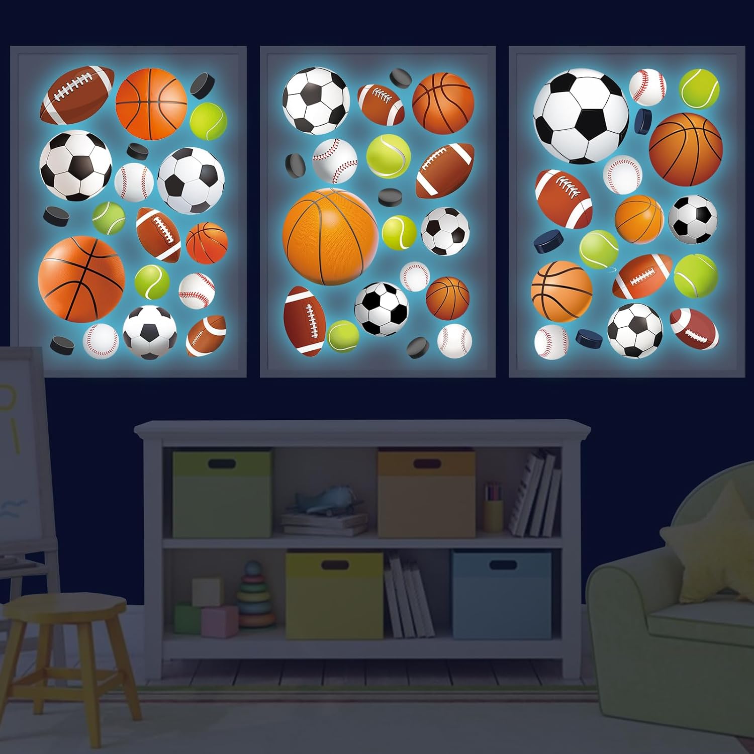 Glow in The Dark Sports Wall Decals for Kids Room
