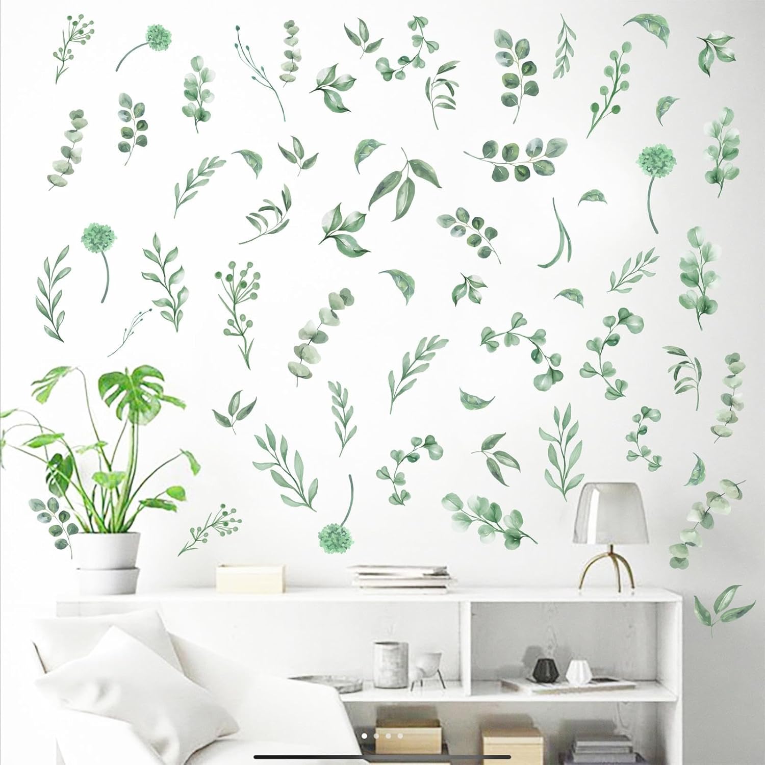 Barri Design Green Leaves Wall Stickers Boho Decor