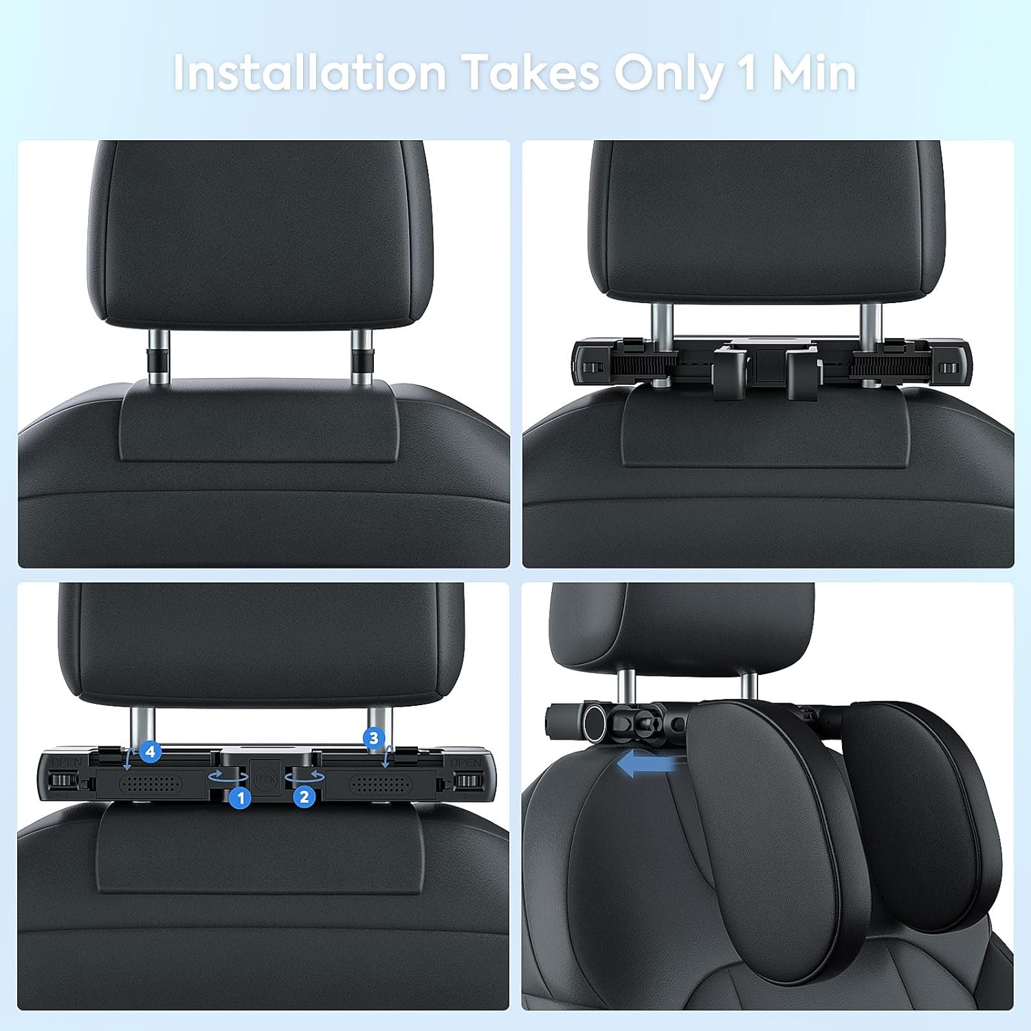 QRabbit Car Headrest Pillow with Phone Holder