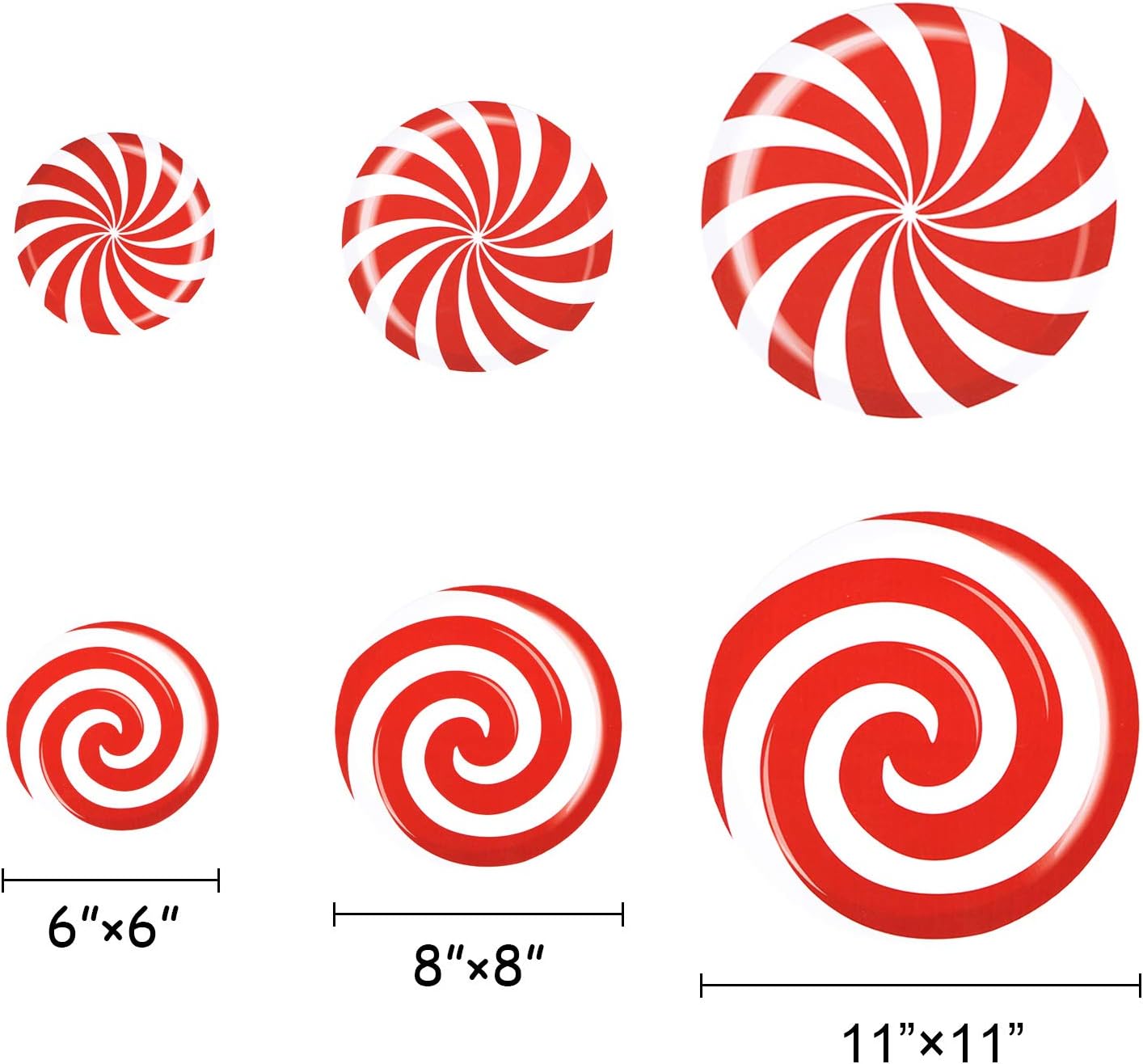 24 PCS Peppermint Floor Decals Stickers - 3 Sizes Christmas Candy Party Decorations