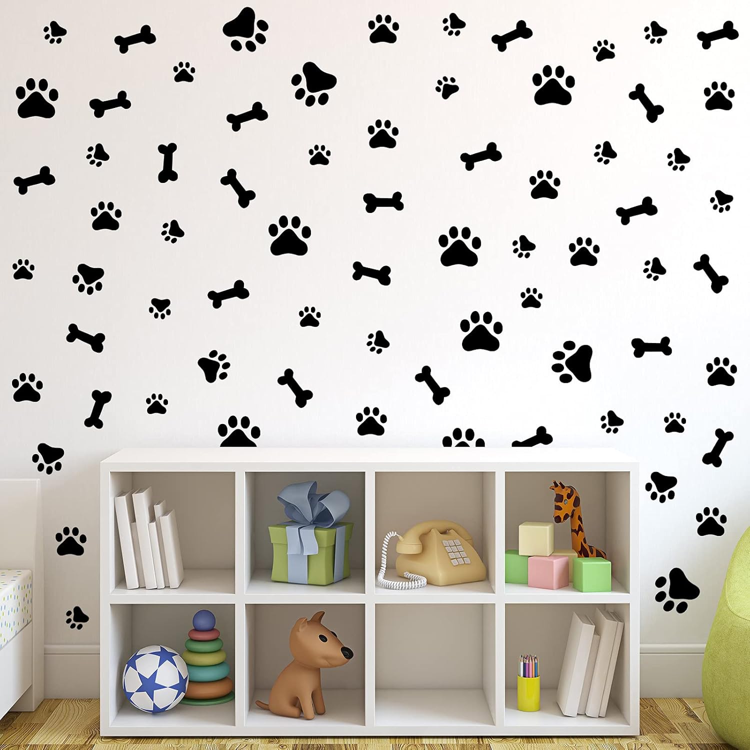 76 Pieces Black Dog Paw Decal Wall Sticker