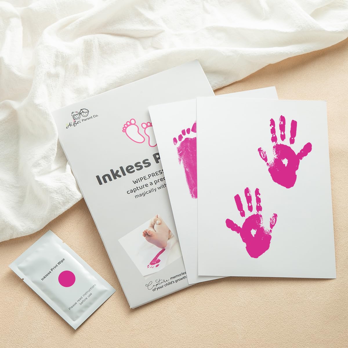 2 PCS Inkless Baby Handprint Footprint Kit for Newborn Milestones