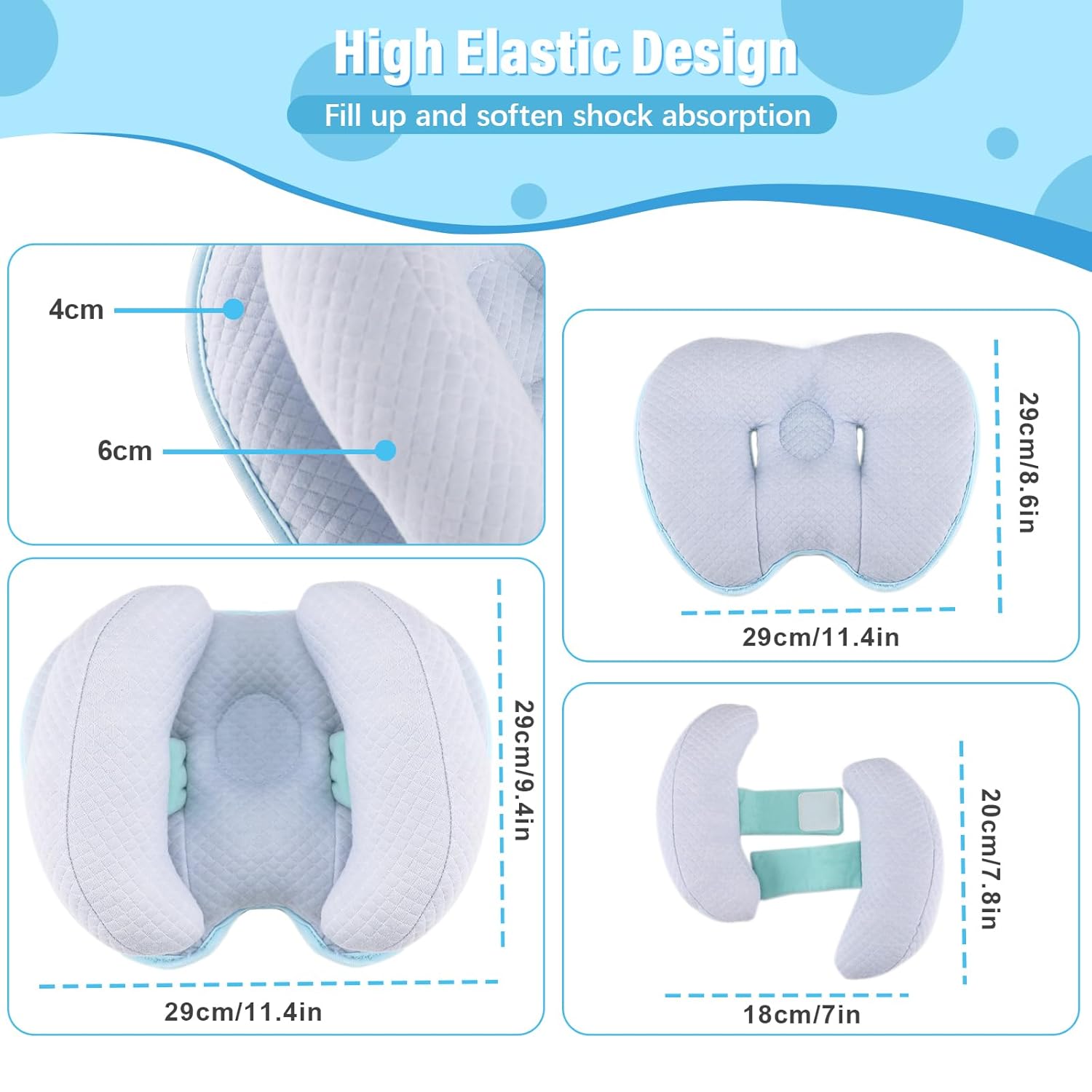 Upgraded 2 in 1 Baby Travel Pillow with Adjustable Strap