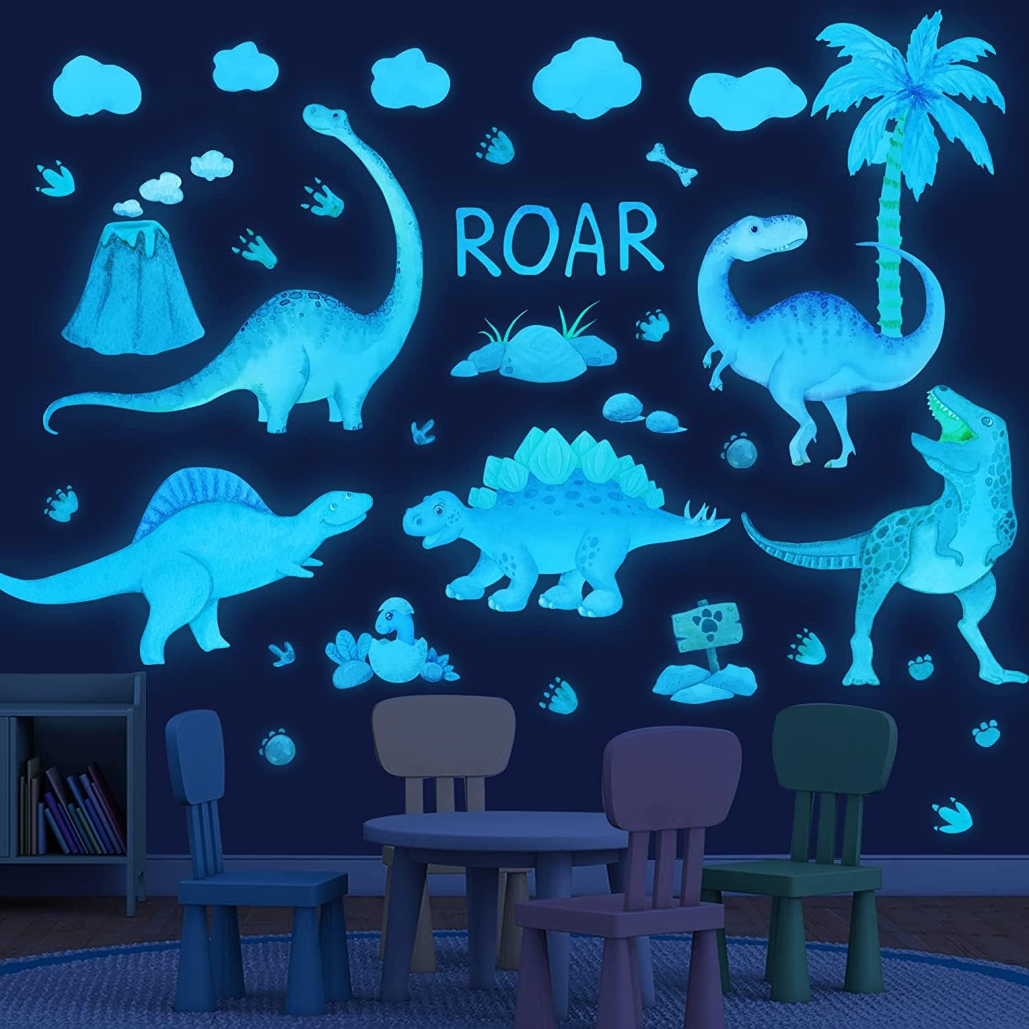 Glow in the Dark Dinosaur Wall Decals for Kids Room Decor