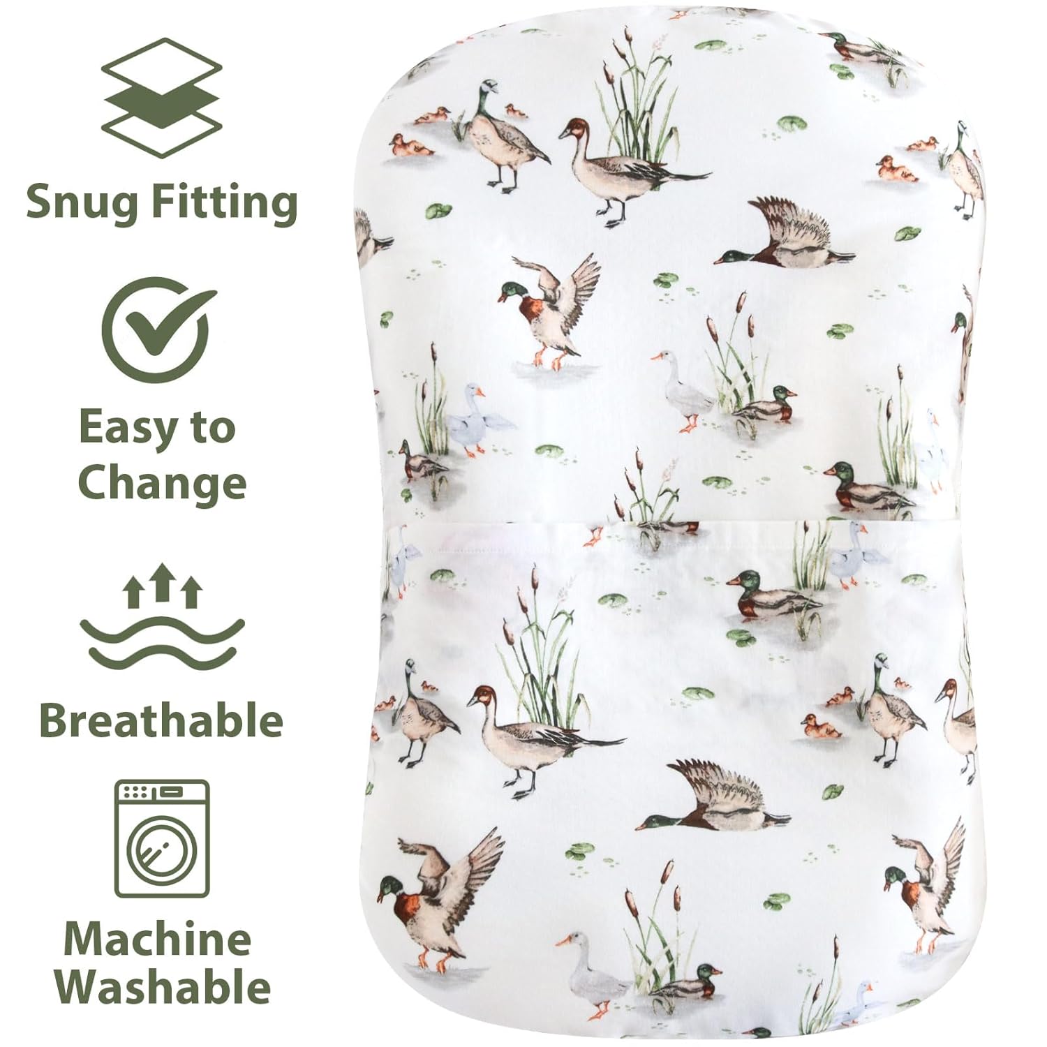 LifeTree Muslin Baby Lounger Cover Mallard Duck Pattern