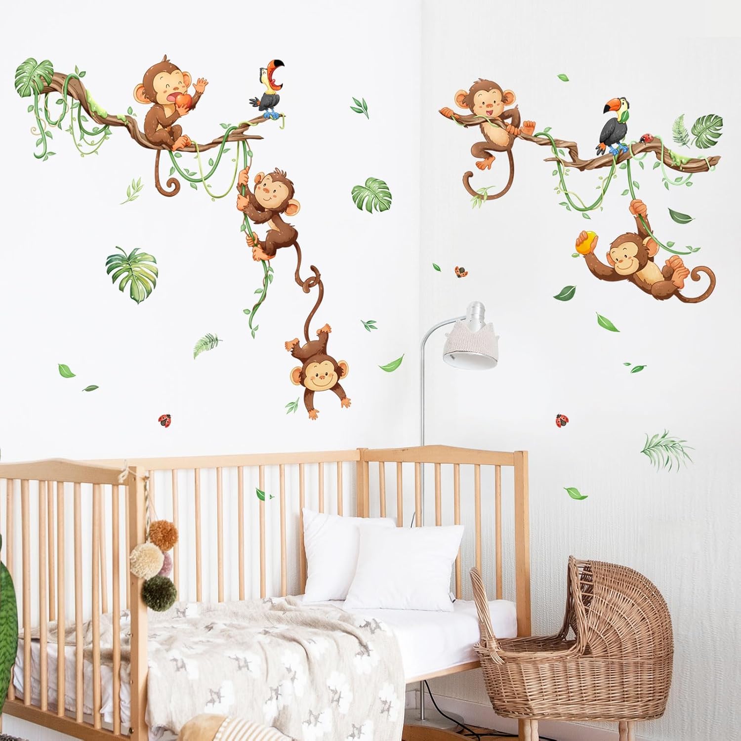 Monkey Climbing Tree Wall Decals for Kids Room Decor