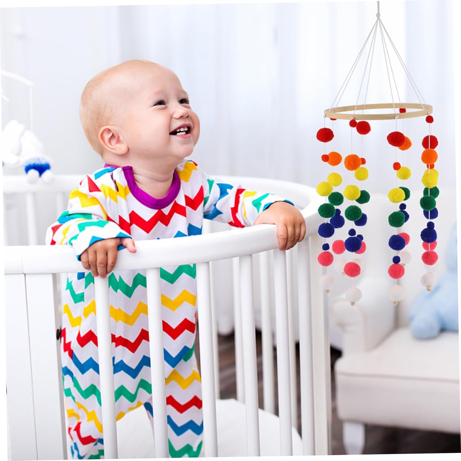 Fuzzy Bed Bell Mobile for Baby Room and Nursery Decor