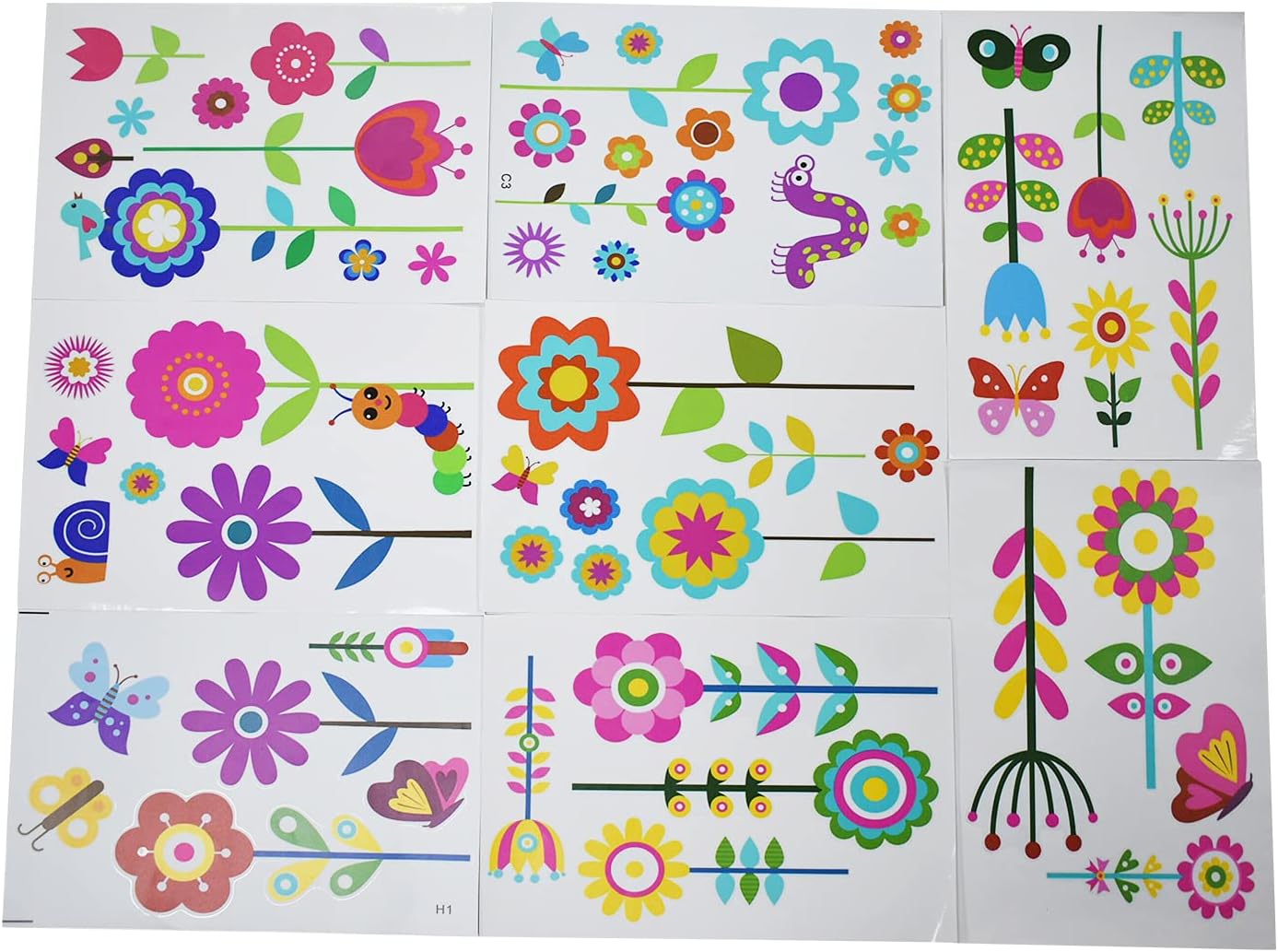 Maydahui 56 PCS Garden Flower Wall Sticker Set