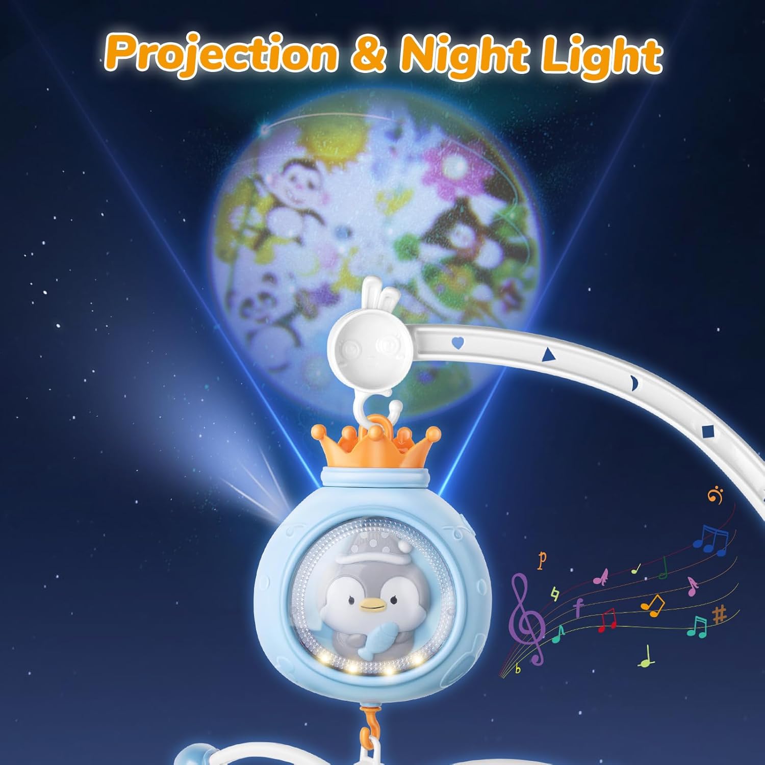Crib Mobile with Music and Lights for Baby