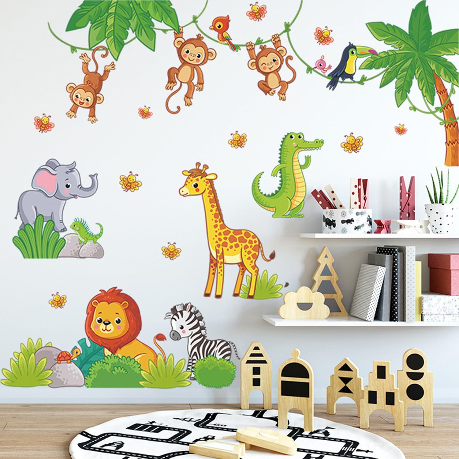 Safari Animals Wall Decals for Kids Room Decor