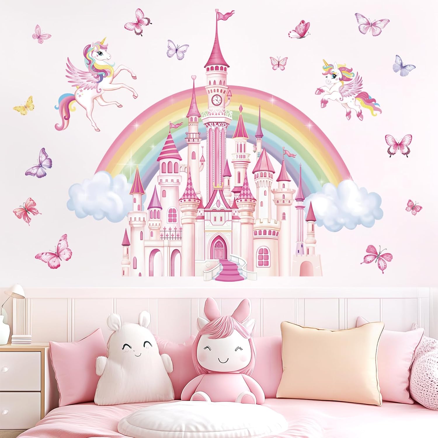 Wondever Rainbow Castle Wall Stickers for Baby Nursery