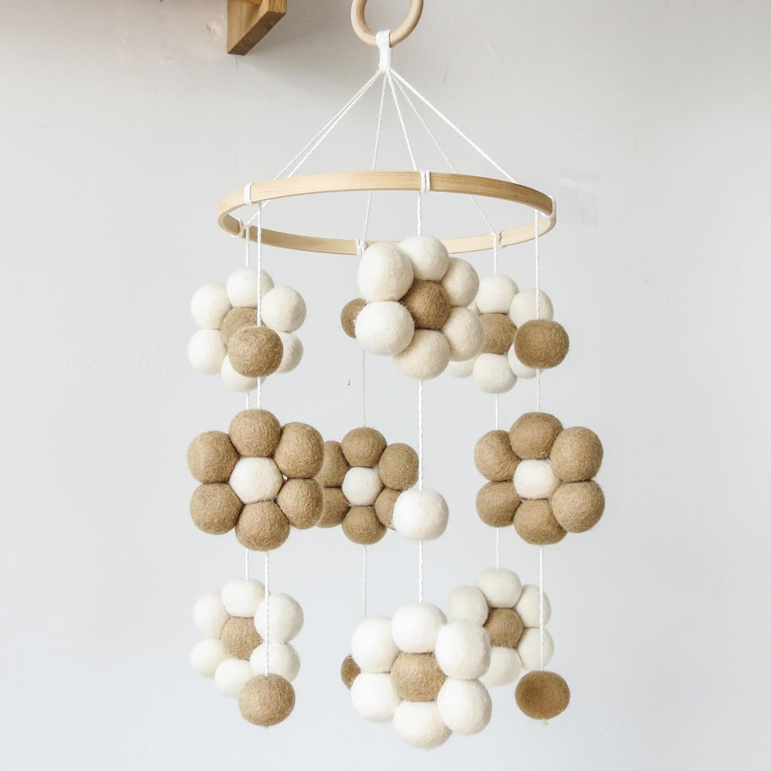 GOUKURLSMA Neutral Daisy Crib Mobile for Babies