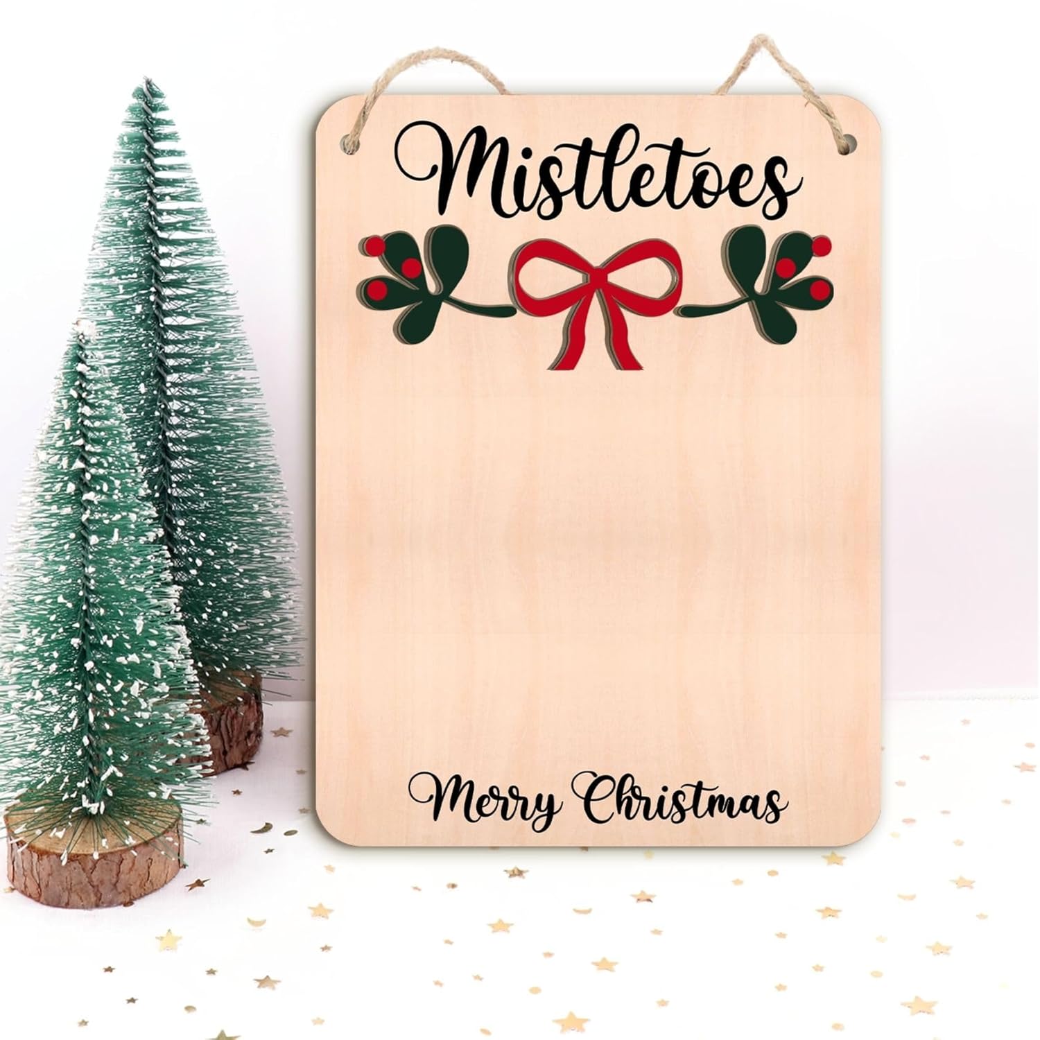 Babys First Christmas Mistletoe Footprint Hanging Sign