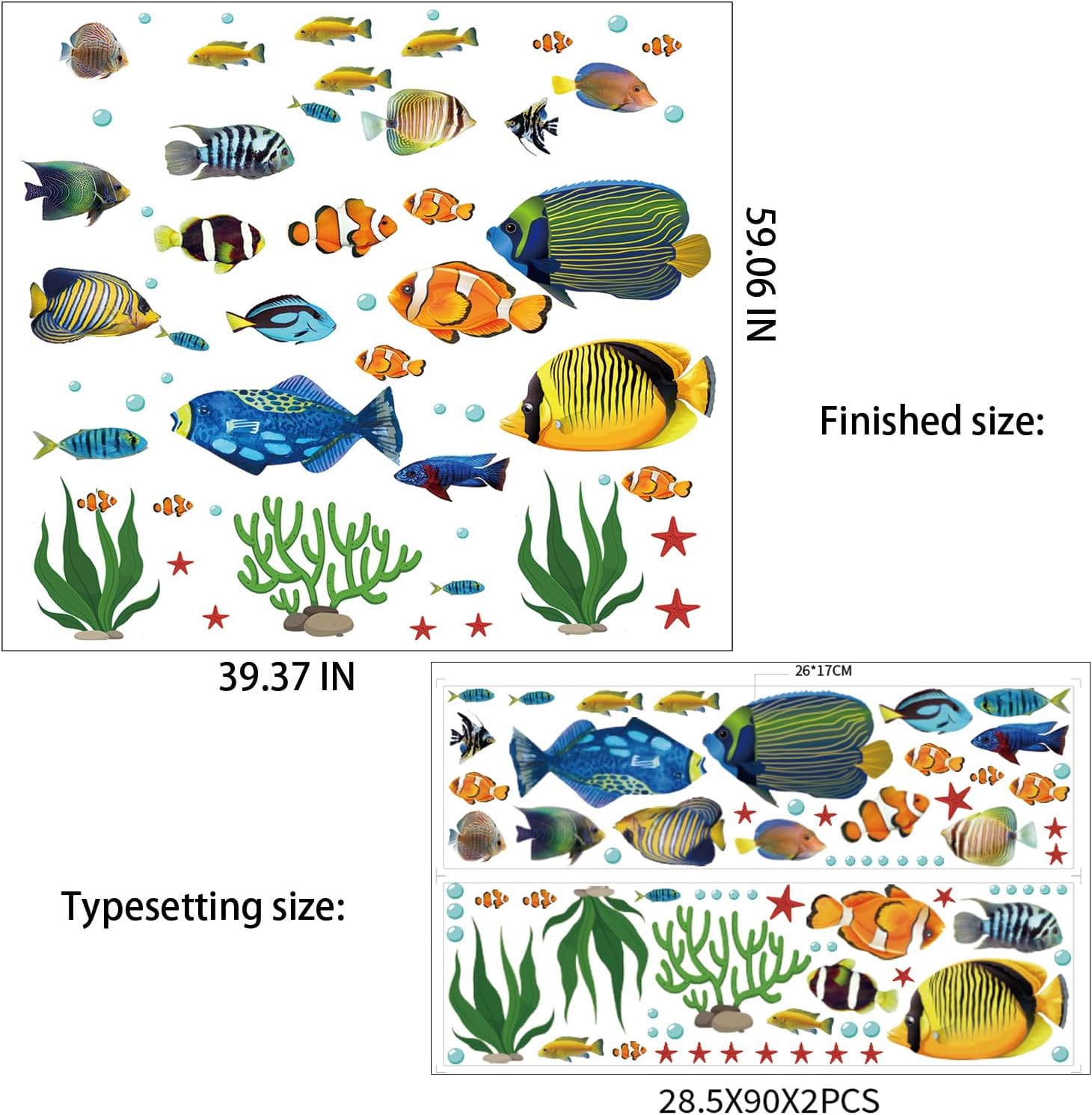 Under The Sea Fish Wall Stickers Decorative Decals for Kids Room