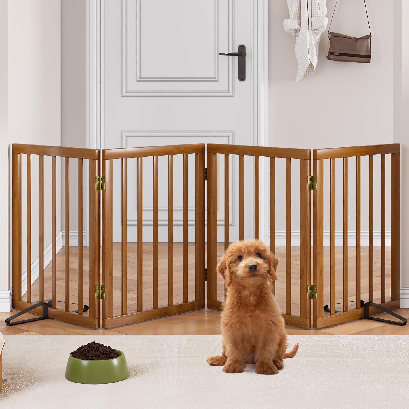 Freestanding Pet Gate Foldable Dog Gate 74 Inches Wide