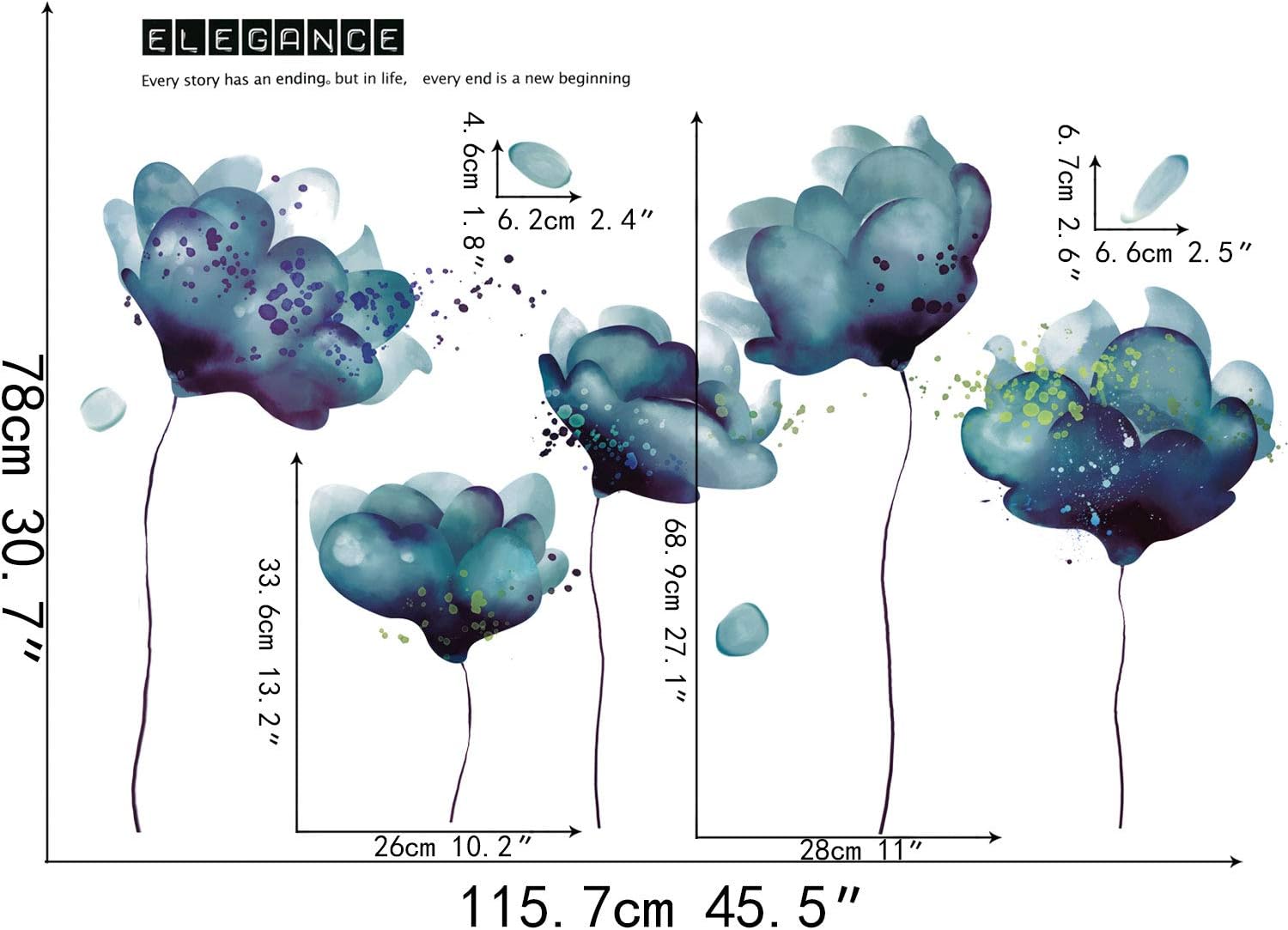 Amaonm 3D Light Blue Dream Flower Wall Sticker for Girls and Kids Rooms