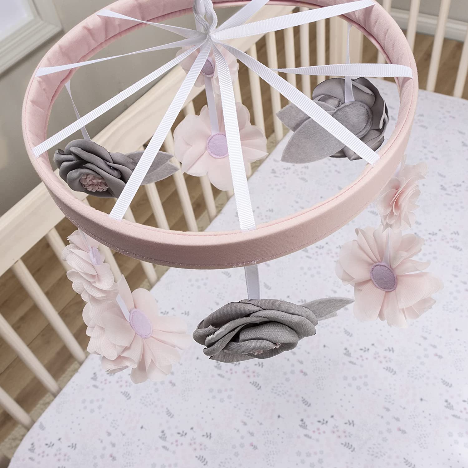 Sammy Lou Pink Floral Crib Mobile with Music