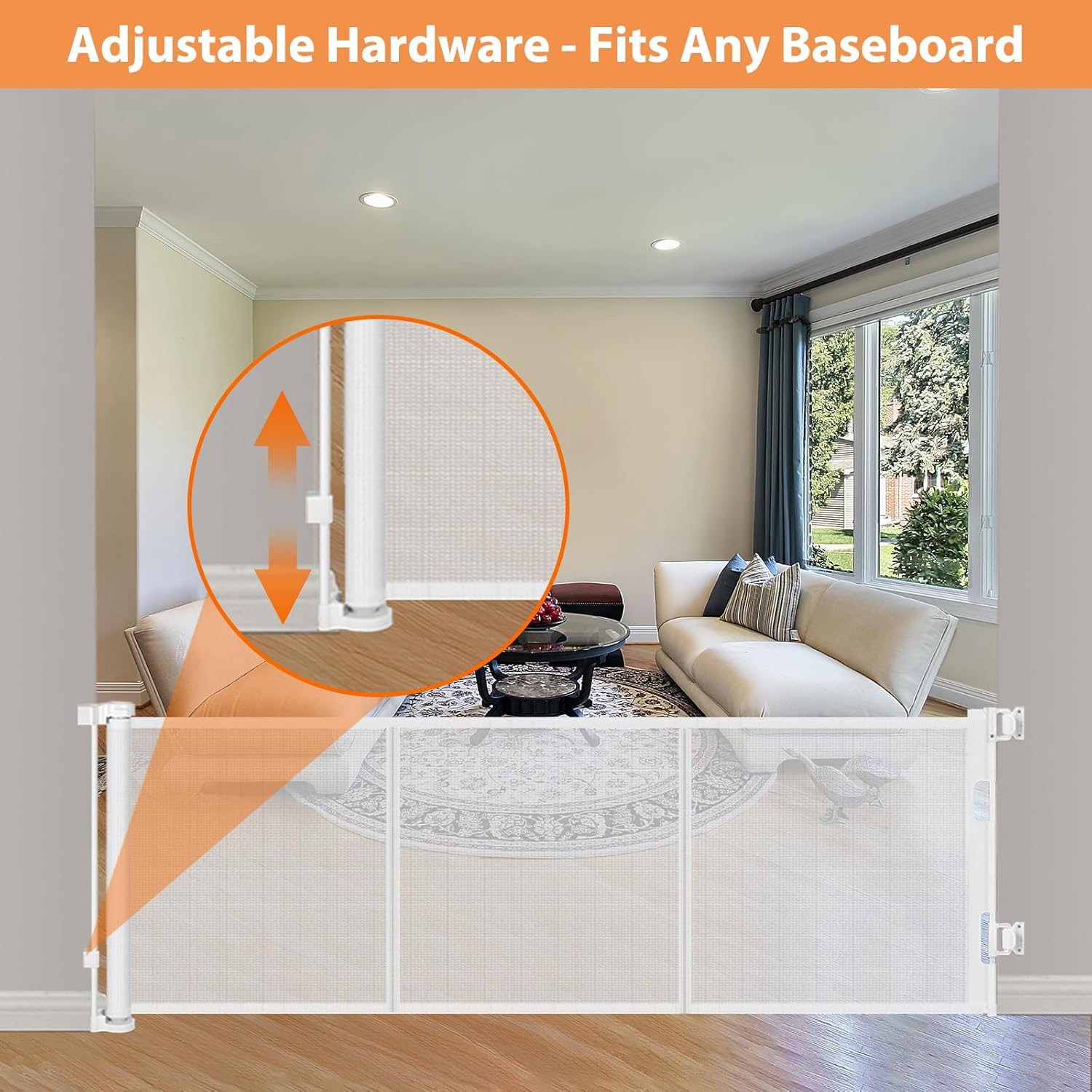 22 Inch Tall Retractable Dog Gate for Home Safety