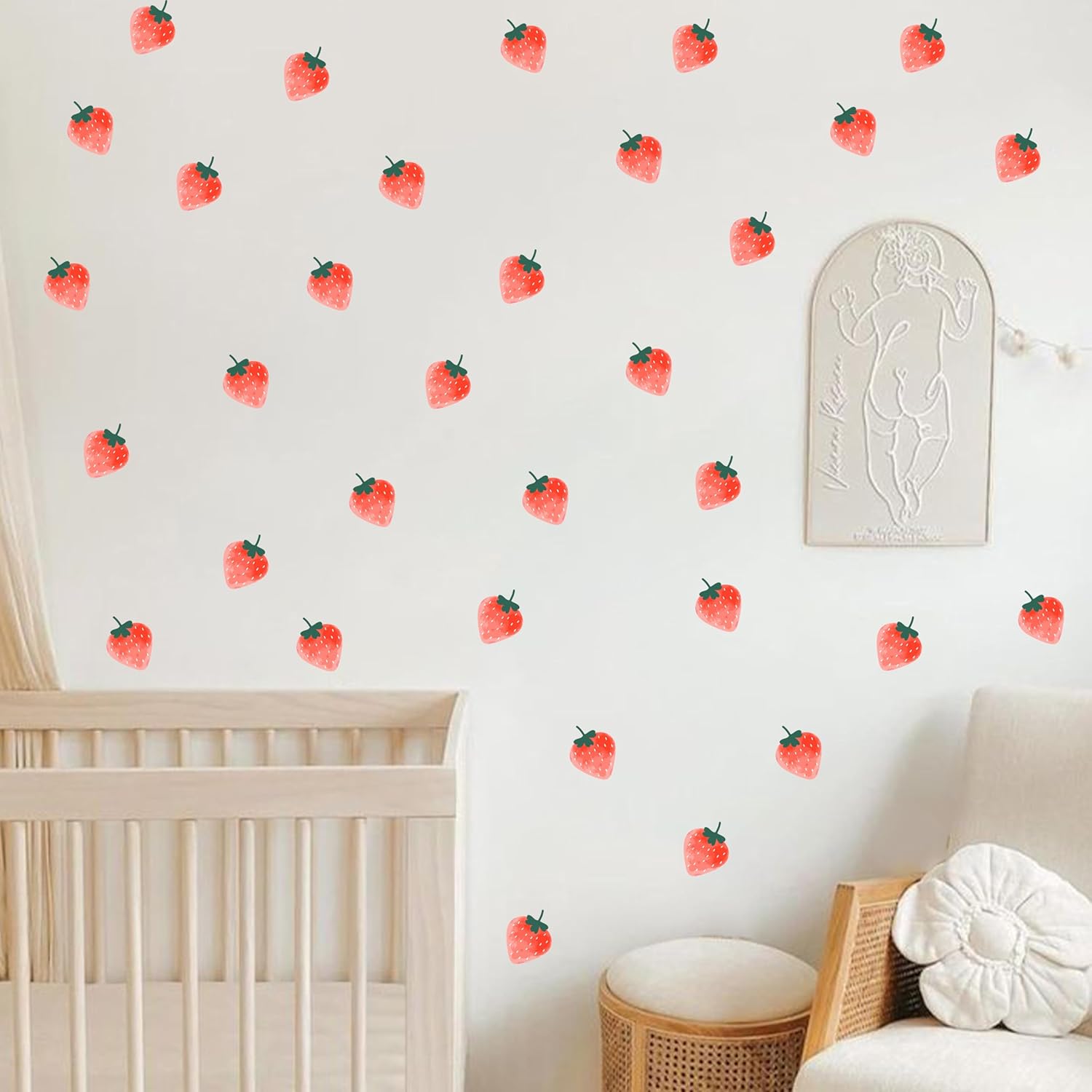 Watercolor Strawberry Wall Decals for Girls Room Decor