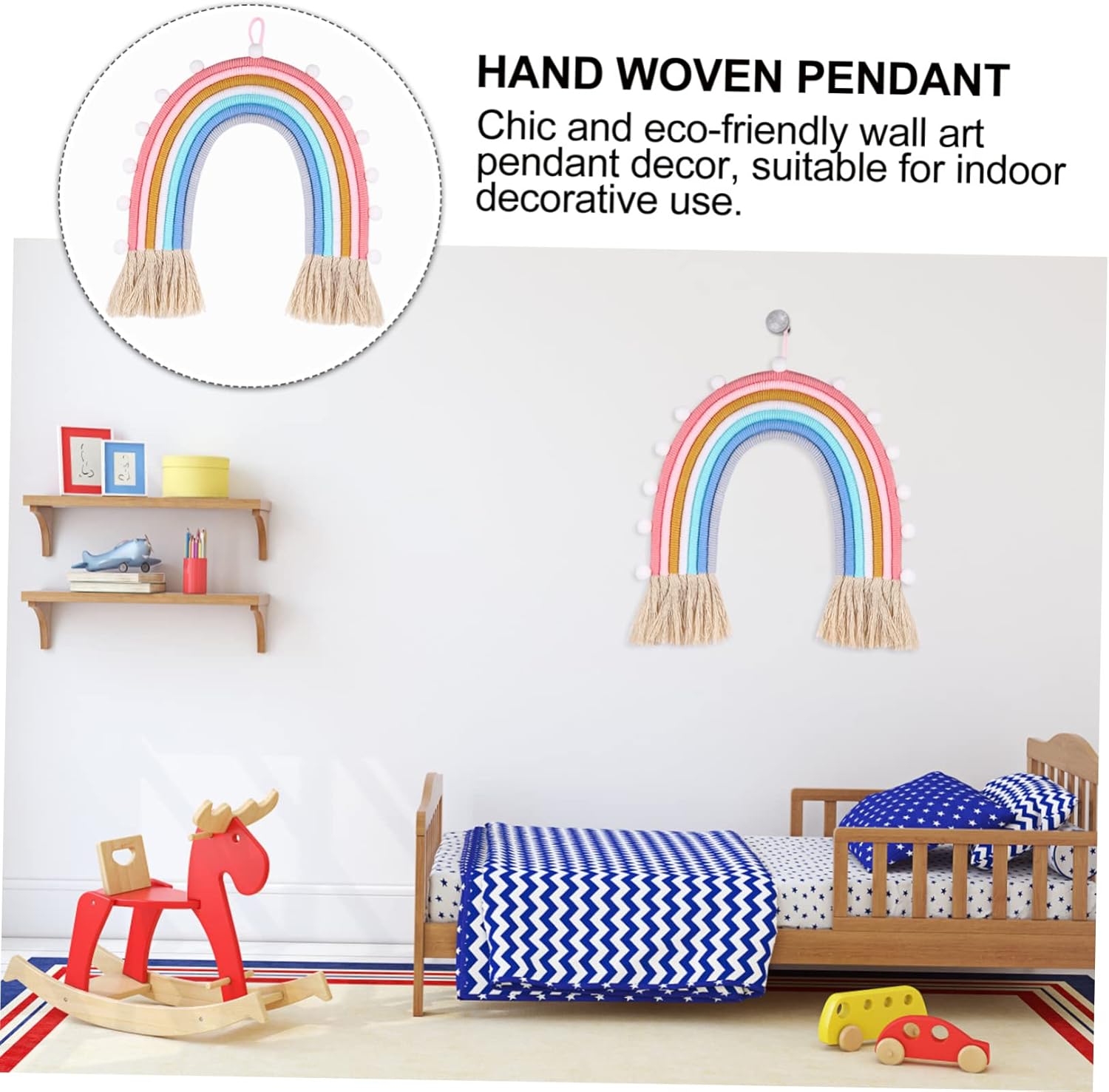 ABOOFAN 1pc Handmade Rainbow Woven Pendant Wall Decor