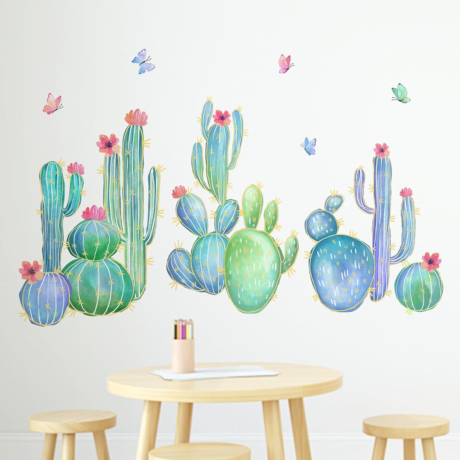 Mfault Cactus Wall Decals for Bedroom Living Room Decor