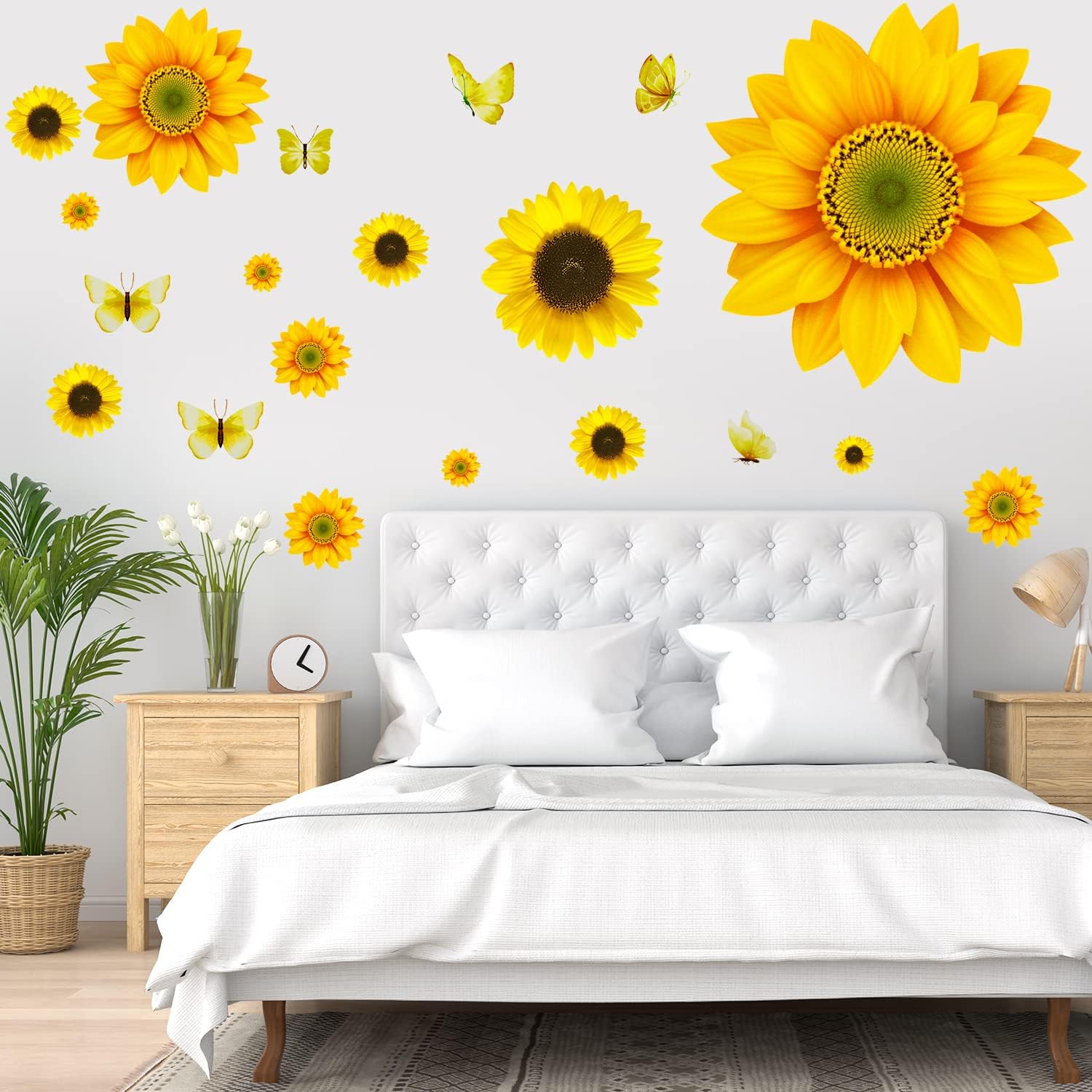 54 Pcs 3D Sunflowers and Butterfly Wall Stickers Decor