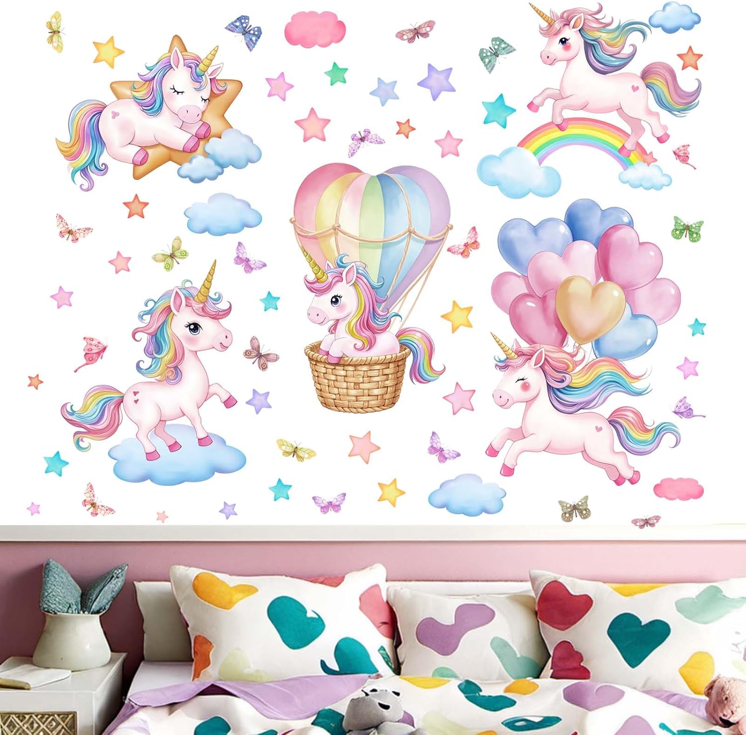 Amimagen Unicorn Rainbow Wall Decals for Kids