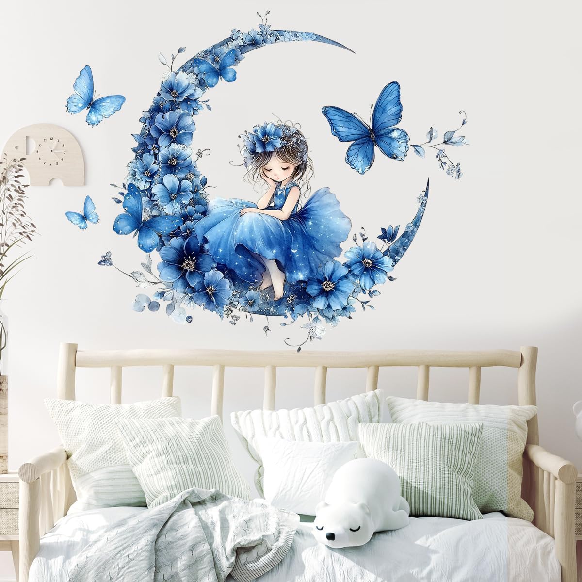 2 Sheets Blue Butterfly Wall Decals for Kids Room