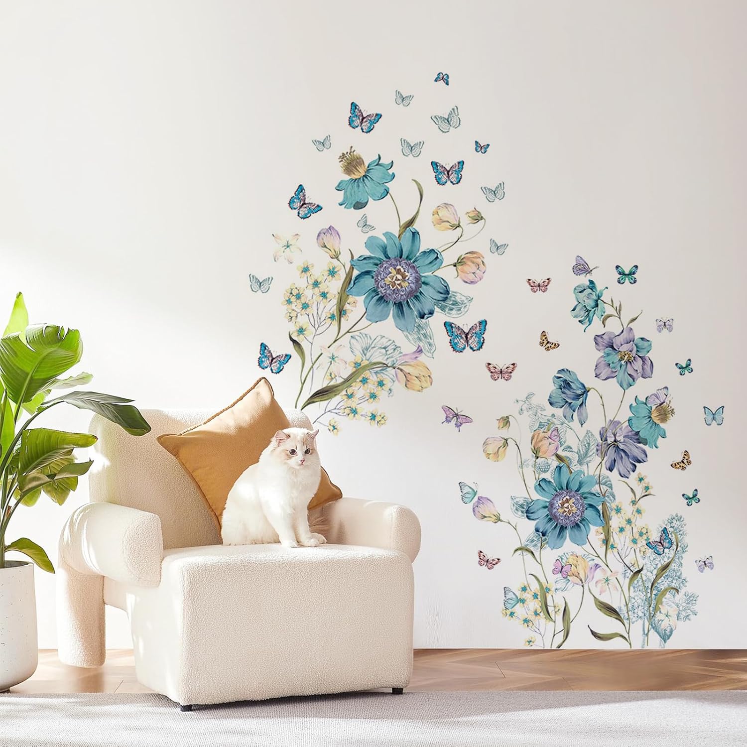 Buy One Get Five Boho Blue Flower Wall Decals