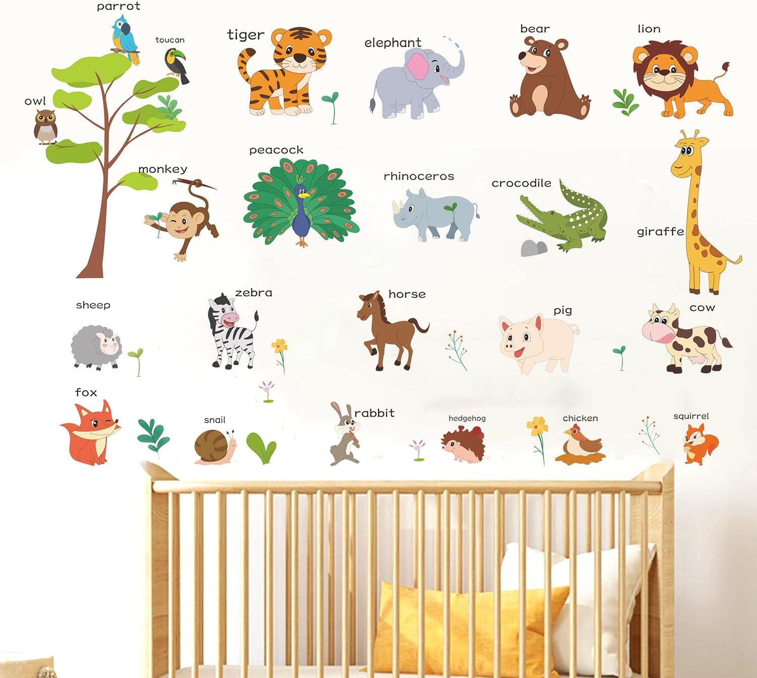 Large Animals Educational Wall Stickers for Kids