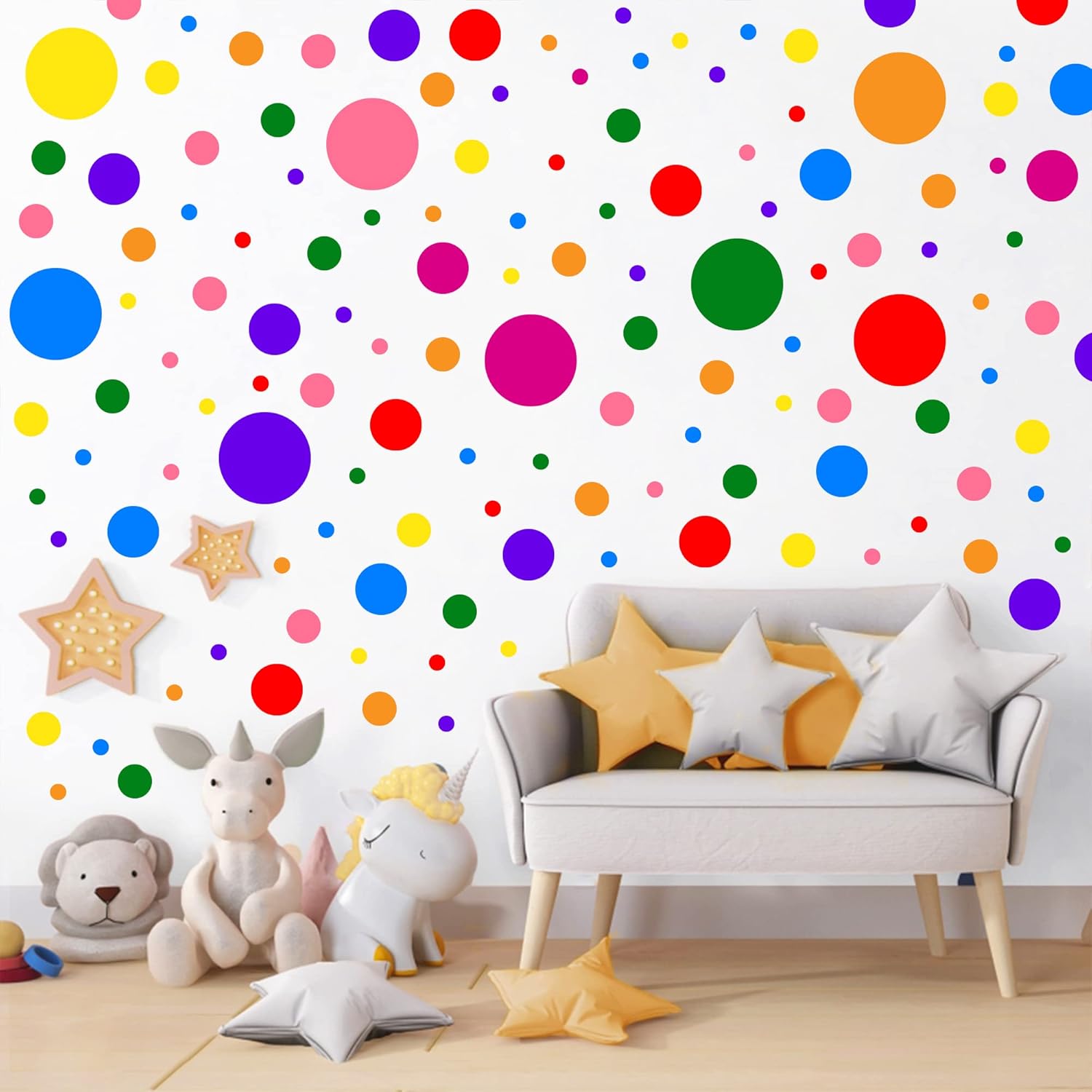 Colorful Polka Dot Wall Decals for Kids Room Decor