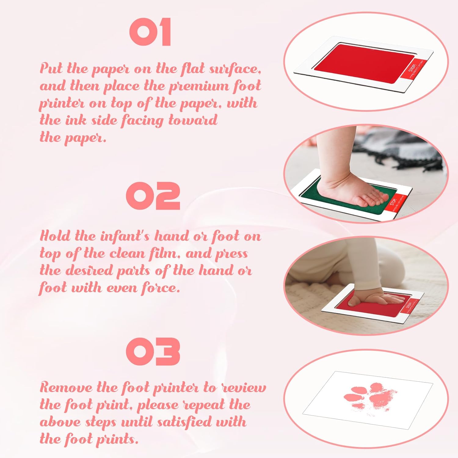 4-Pack Baby Footprint Kits for Newborns and Small Animals