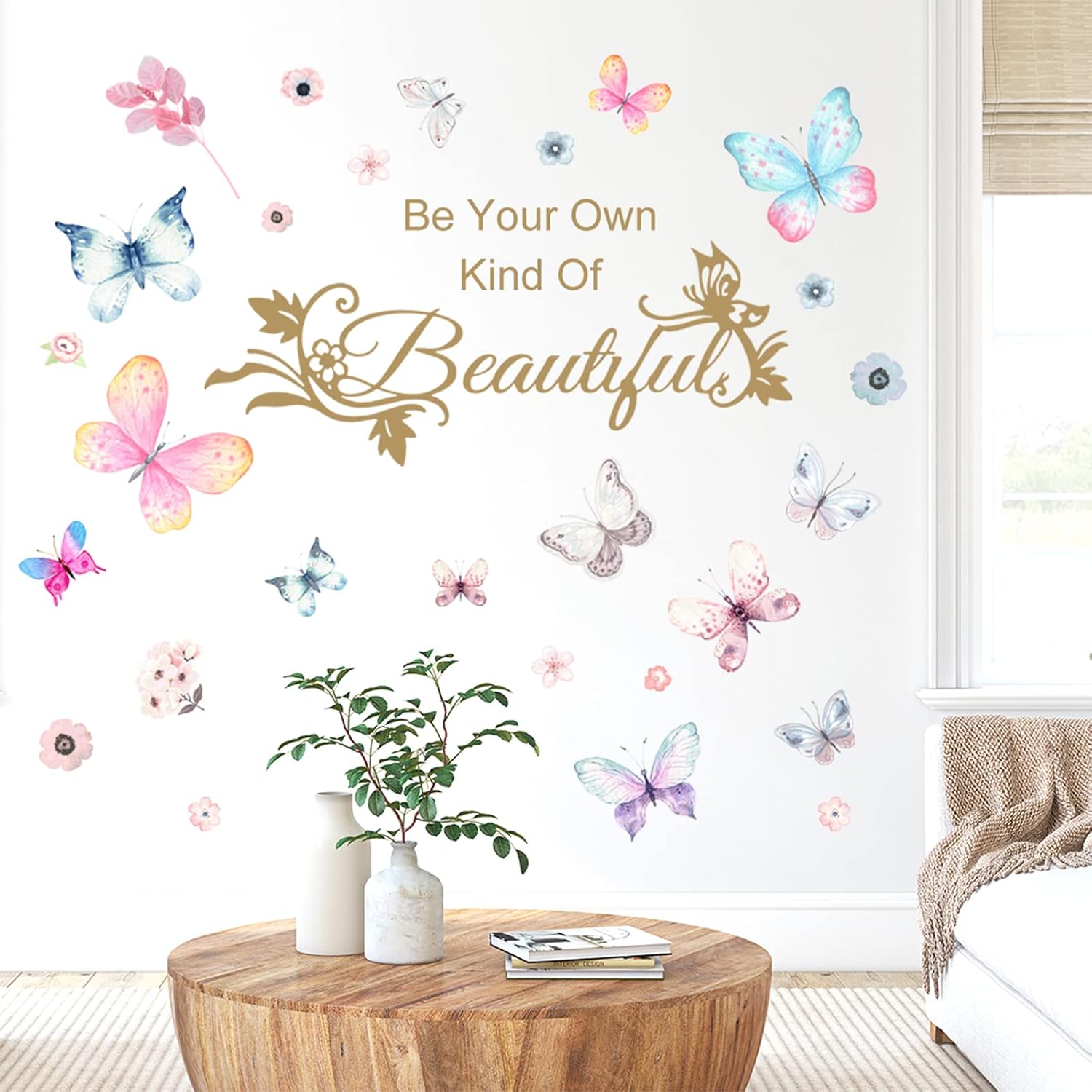 Colorful Butterflies Wall Sticker with Inspiring Quotes