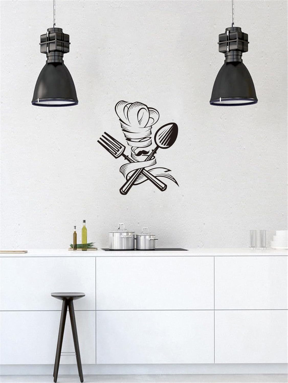 Whimsical Chef Wall Sticker - 17x19 Inches Black
