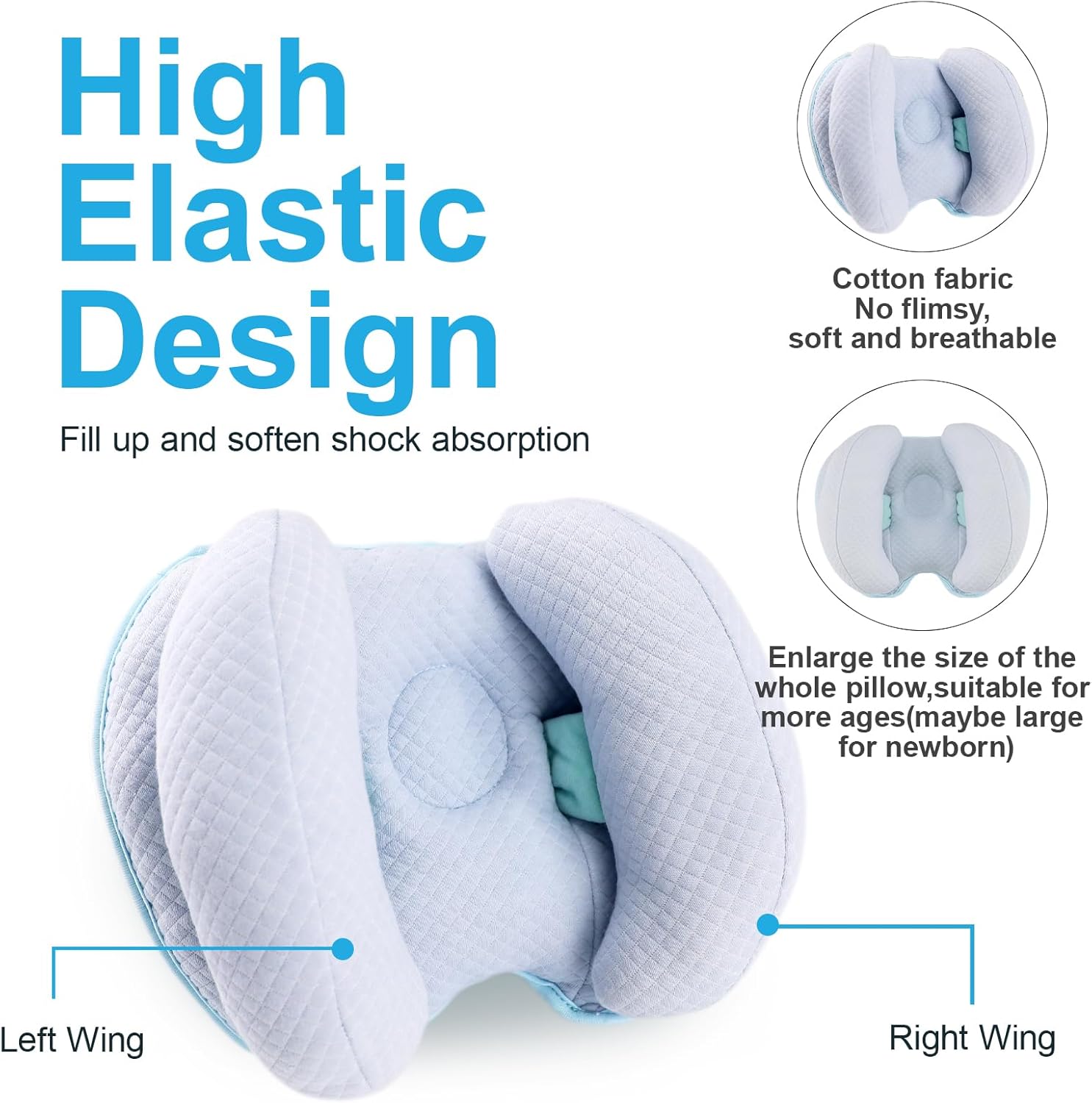 KAKIBLIN 2 in 1 Baby Head Pillow with Adjustable Width for Travel
